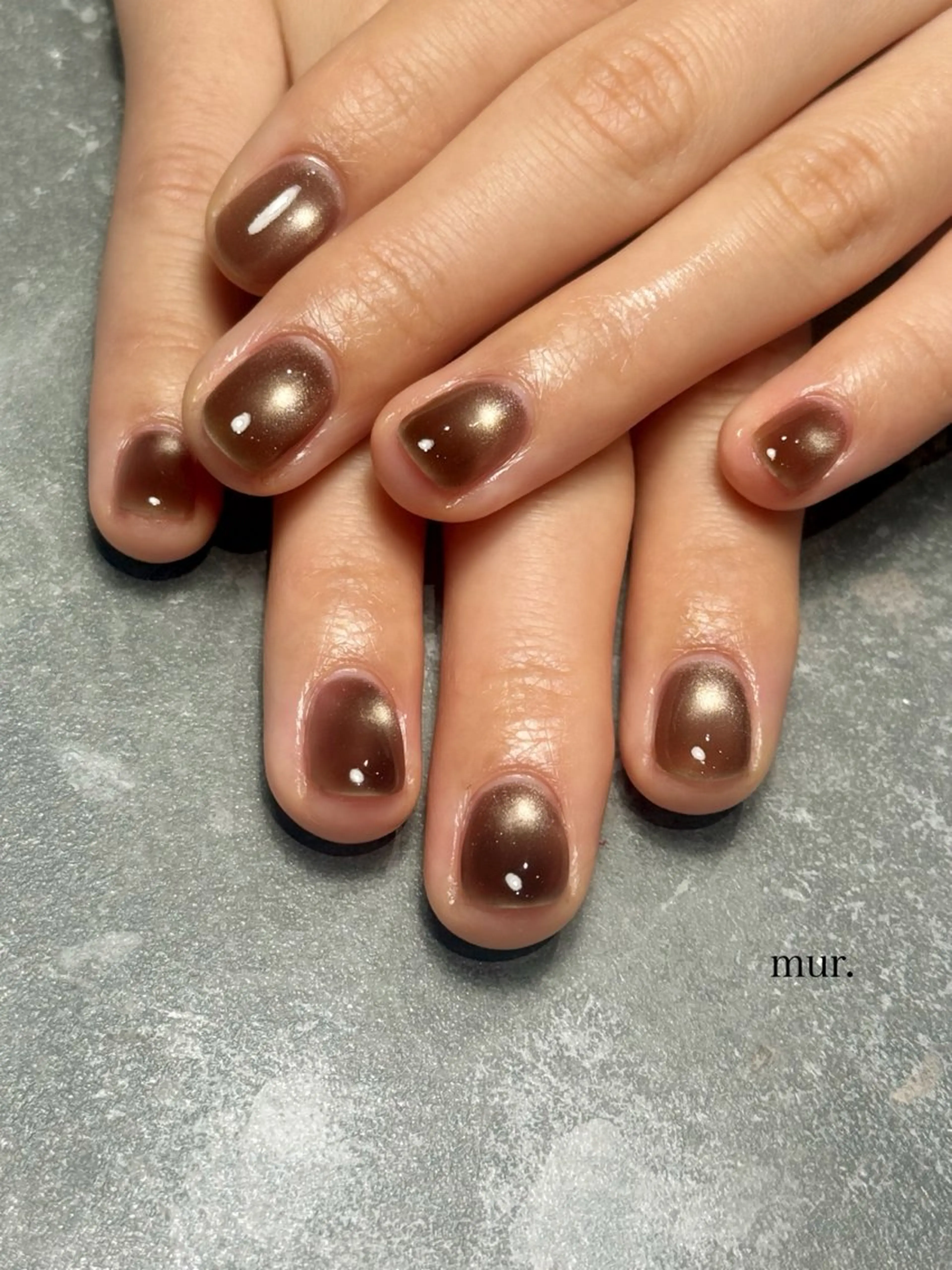 ネイル ブラウン マグネットネイル シンプルネイル ハンドネイル nail salon　mur.所属・mur. harukaのネイルデザイン