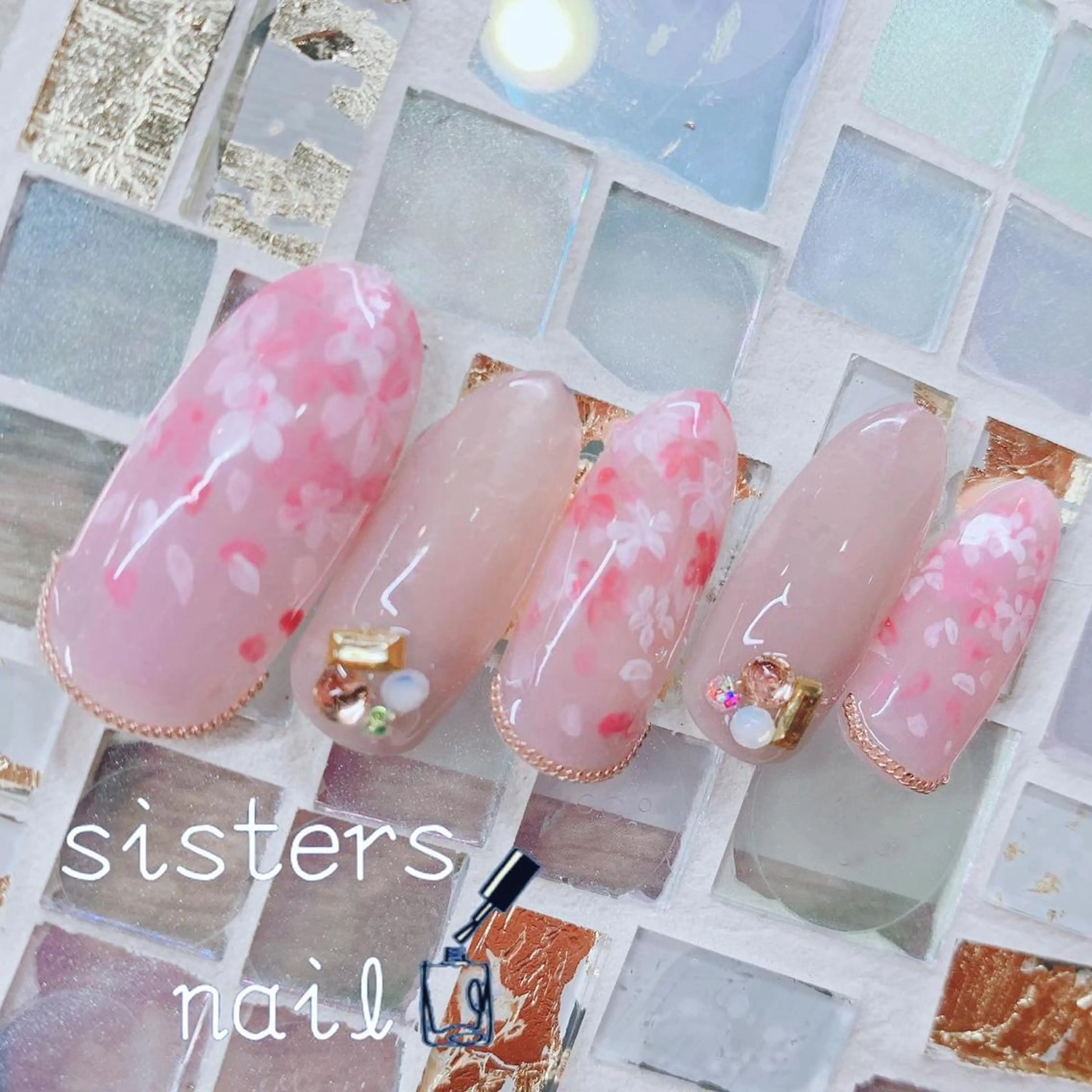 ネイル アートネイル クリアネイル 入学式 フラワーネイル 卒業式 sisters nail.fのネイルデザイン