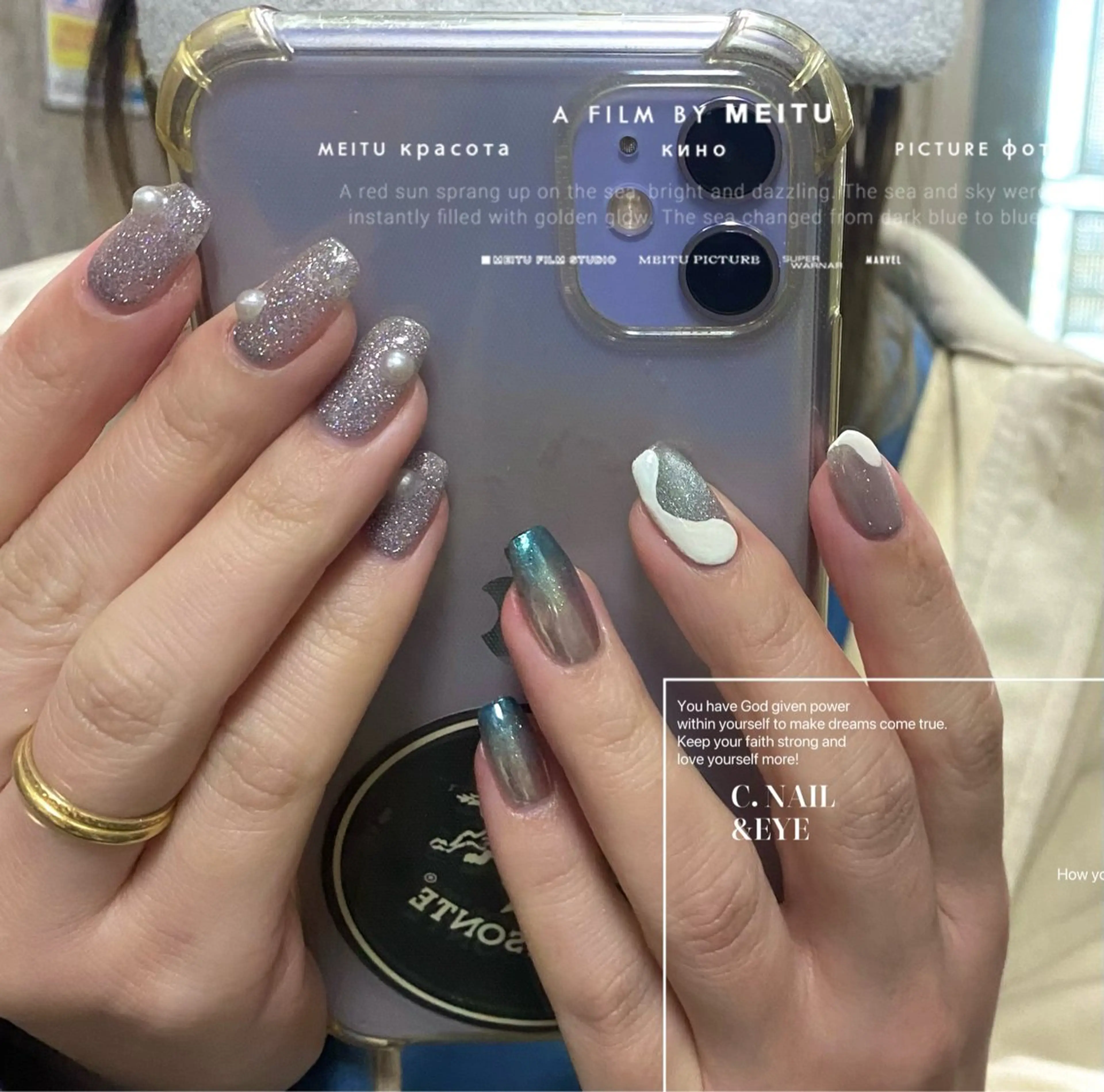 ネイル 入学式 フラッシュネイル フットネイル 卒業式 氷ネイル・うるうるネイル C.Nail &Eye筑紫駅のネイルデザイン