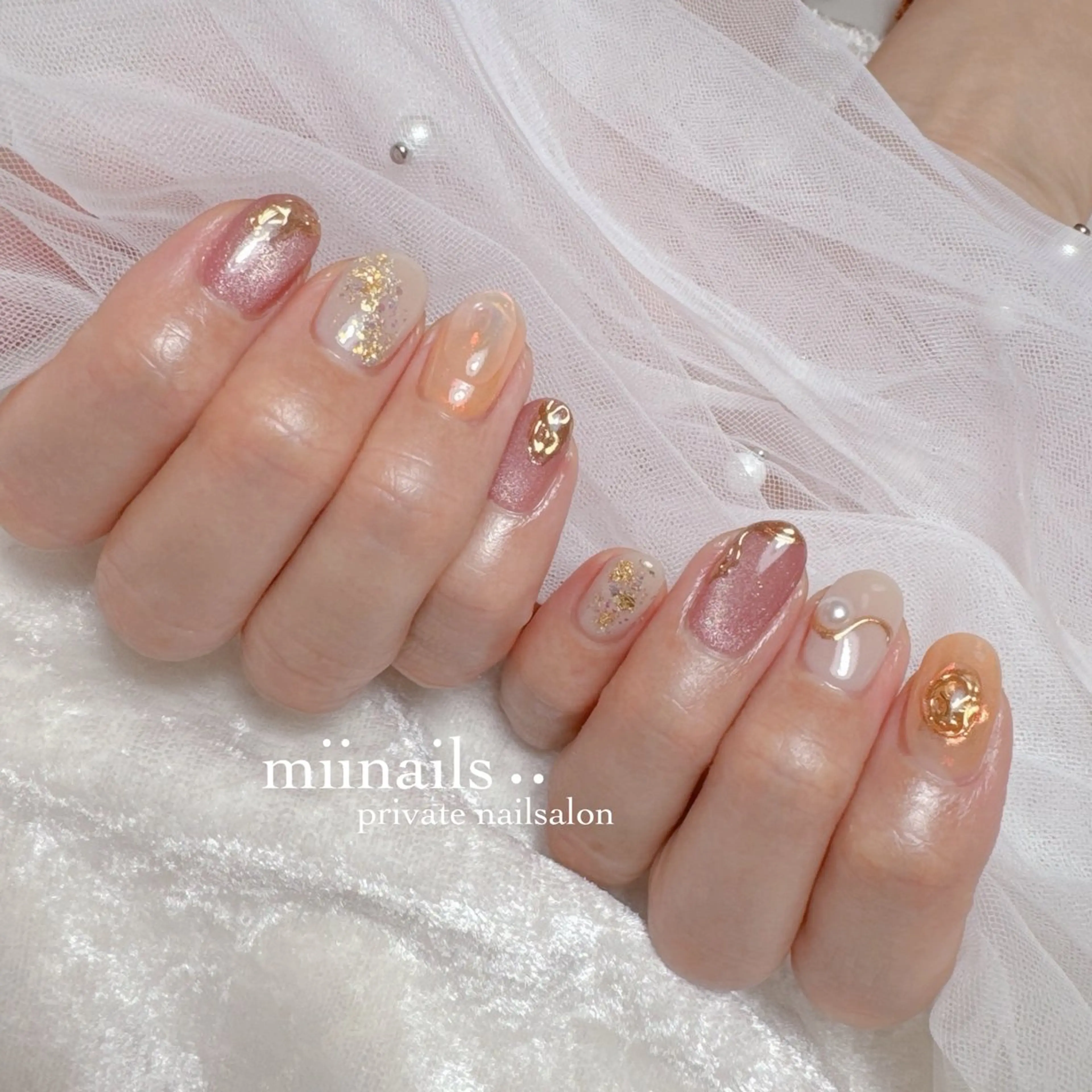 ネイル フレンチネイル 韓国ネイル ワンホンネイル ハンドネイル nailsalon miinailsのネイルデザイン