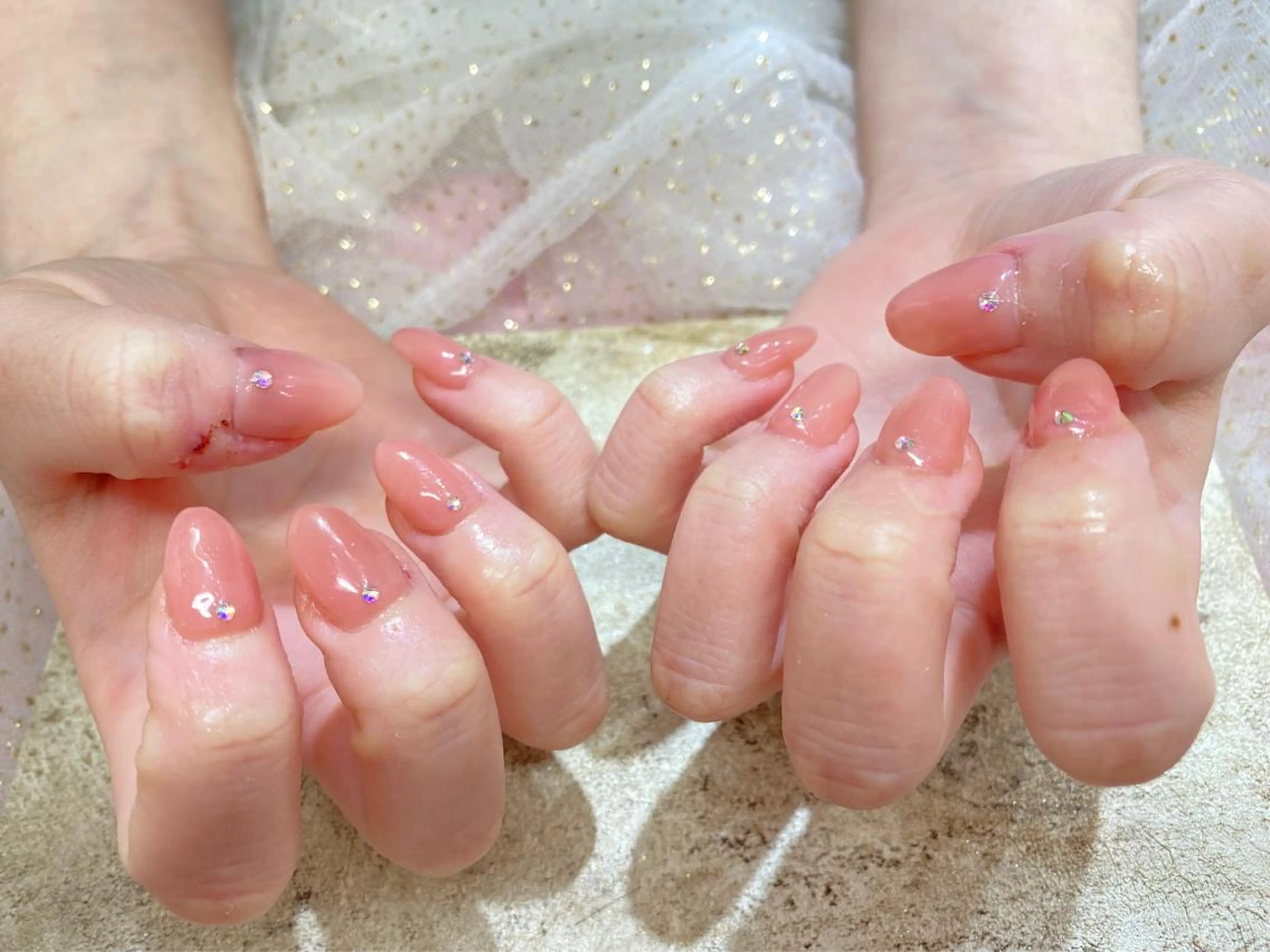 ネイル クリアネイル ストーンネイル Umi nail& eyelashのネイルデザイン