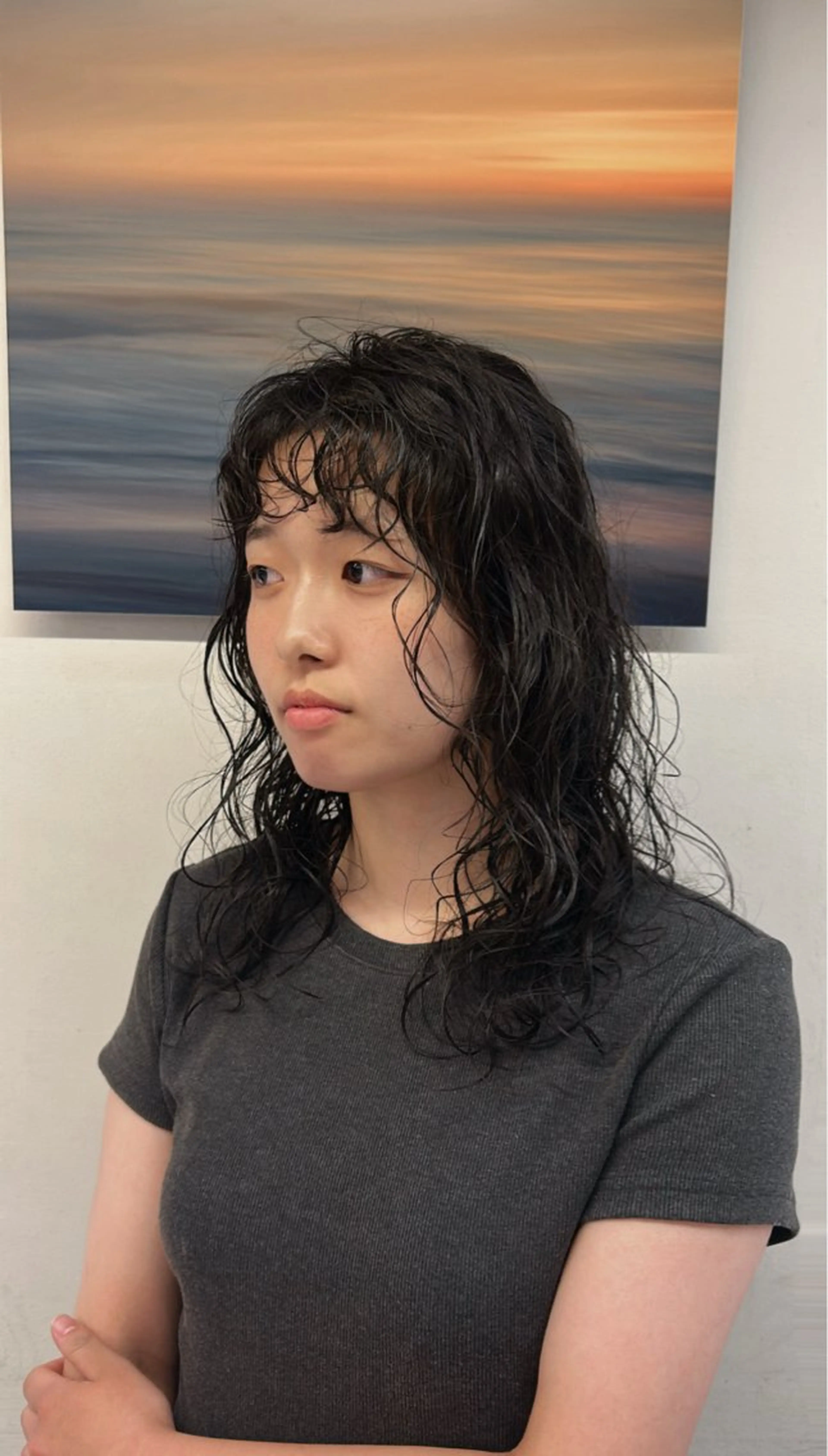 セミロング パーマ セミロングパーマ ニュアンスパーマ 白岩 君予のヘアスタイル