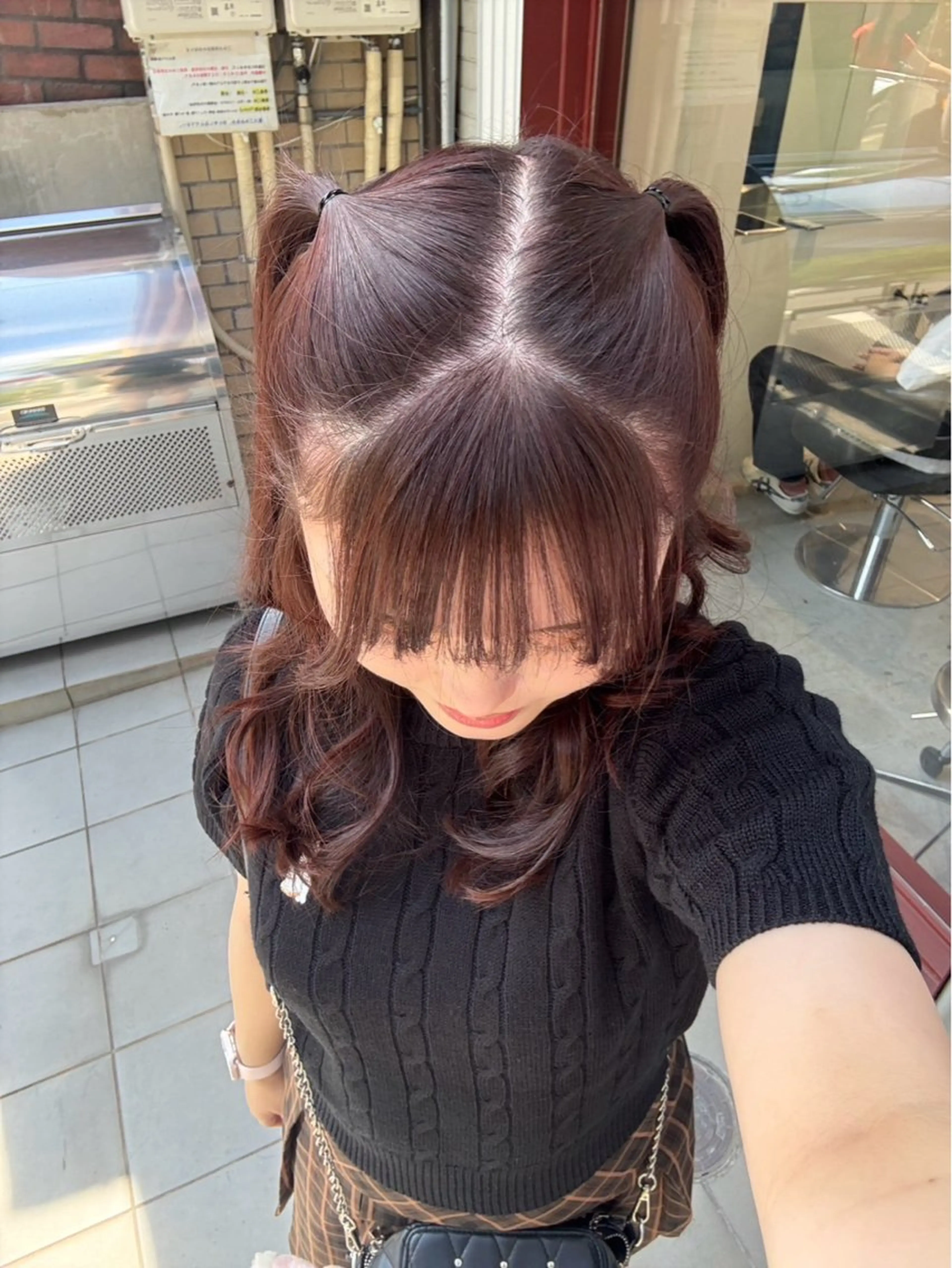 カラー ブリーチ ボルドーカラー ダブルカラー ブリーチなしカラー ピンクカラー カット ヘアカラー トリートメント kanami/ 中崎町美容室のヘアスタイル