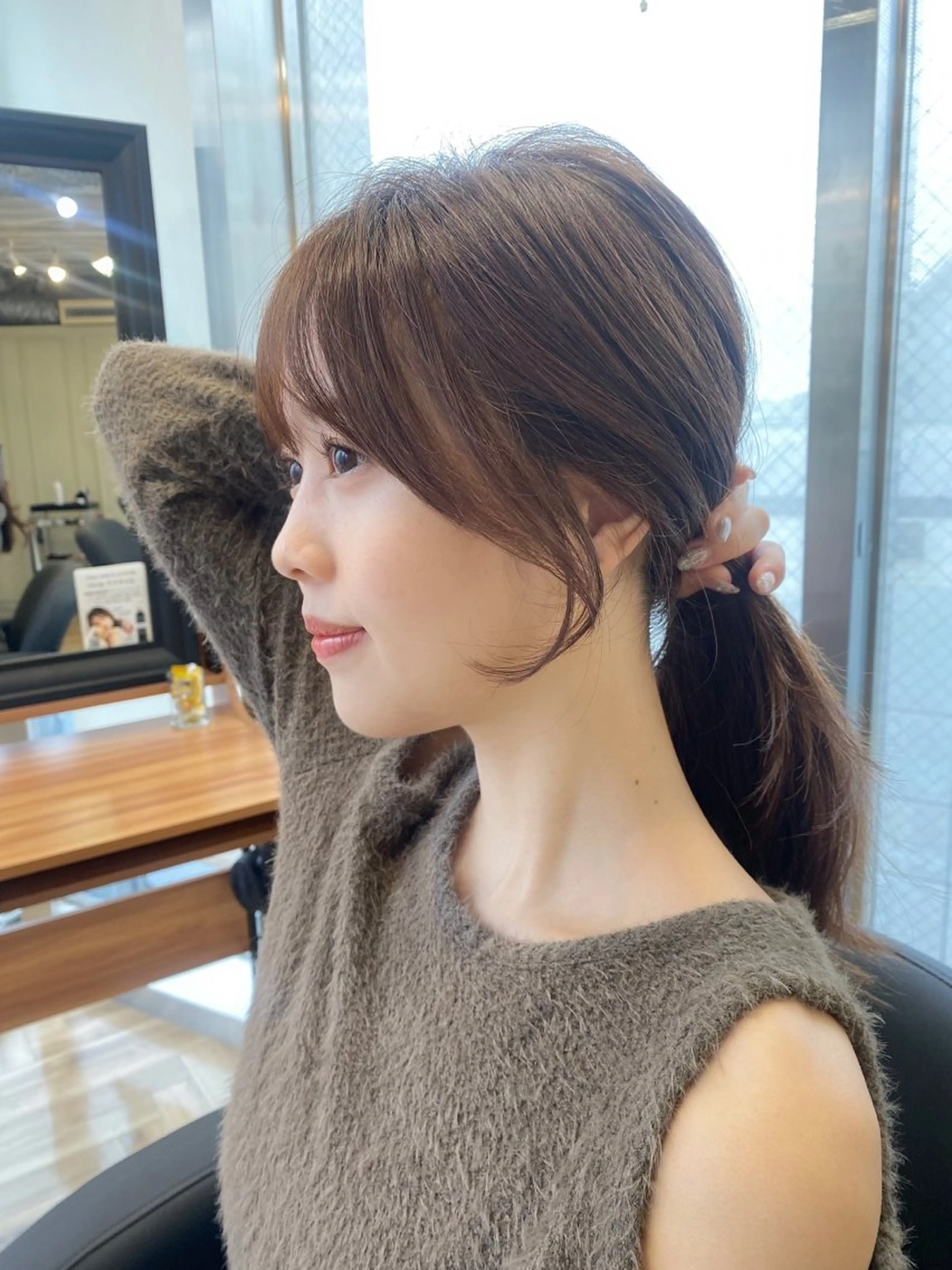 ミディアム カラー カット ヘアカラー トリートメント ヤスザトアヤノ ／レイヤー／オリーブのヘアスタイル