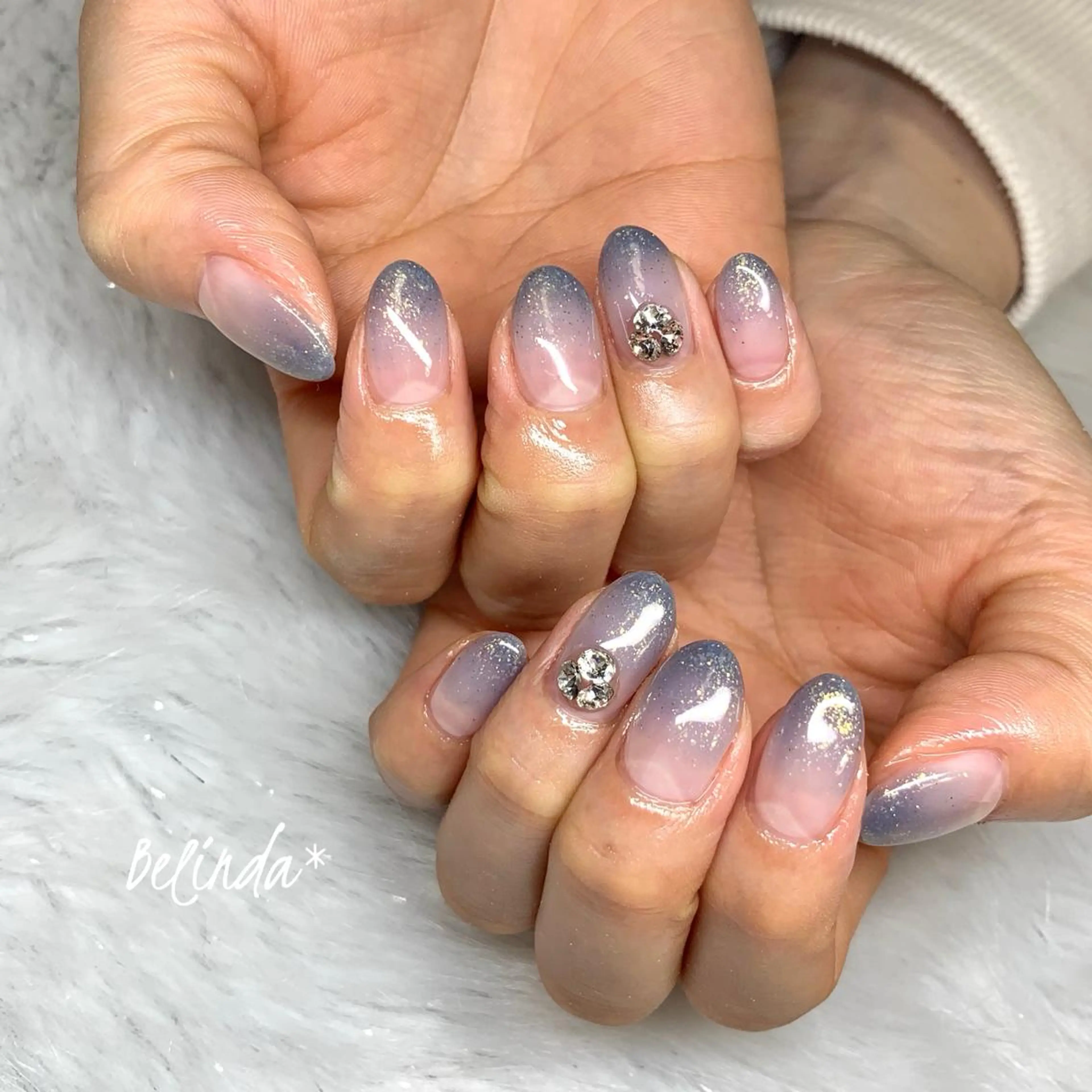 ネイル ラメ(グリッター) ラメグラデーション ハンドネイル Belinda Nailのネイルデザイン
