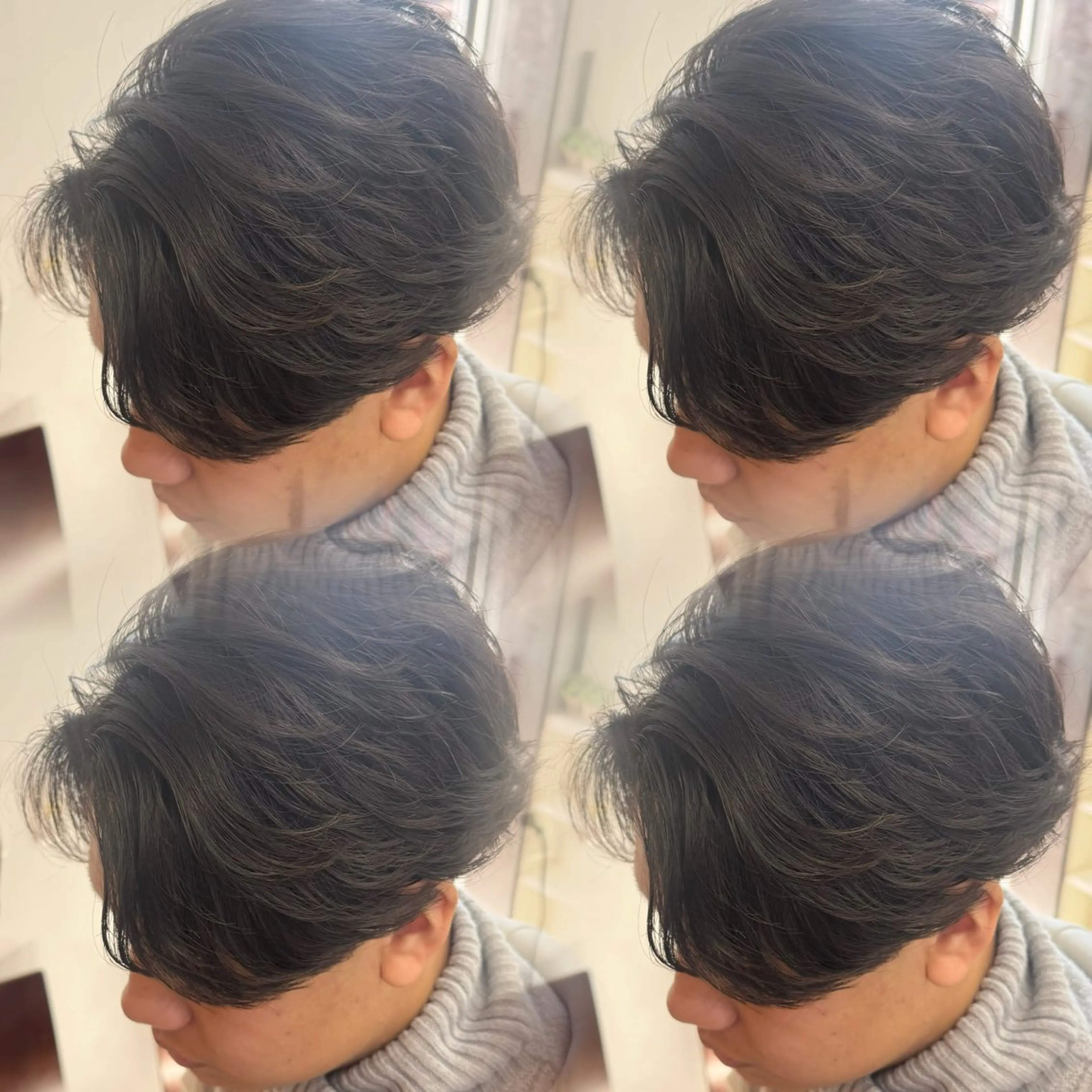 ミディアム メンズ ミディアムパーマ フェザーパーマ メンズパーマ カット パーマ 焼津メンズパーマ特化 大石雄生のヘアスタイル