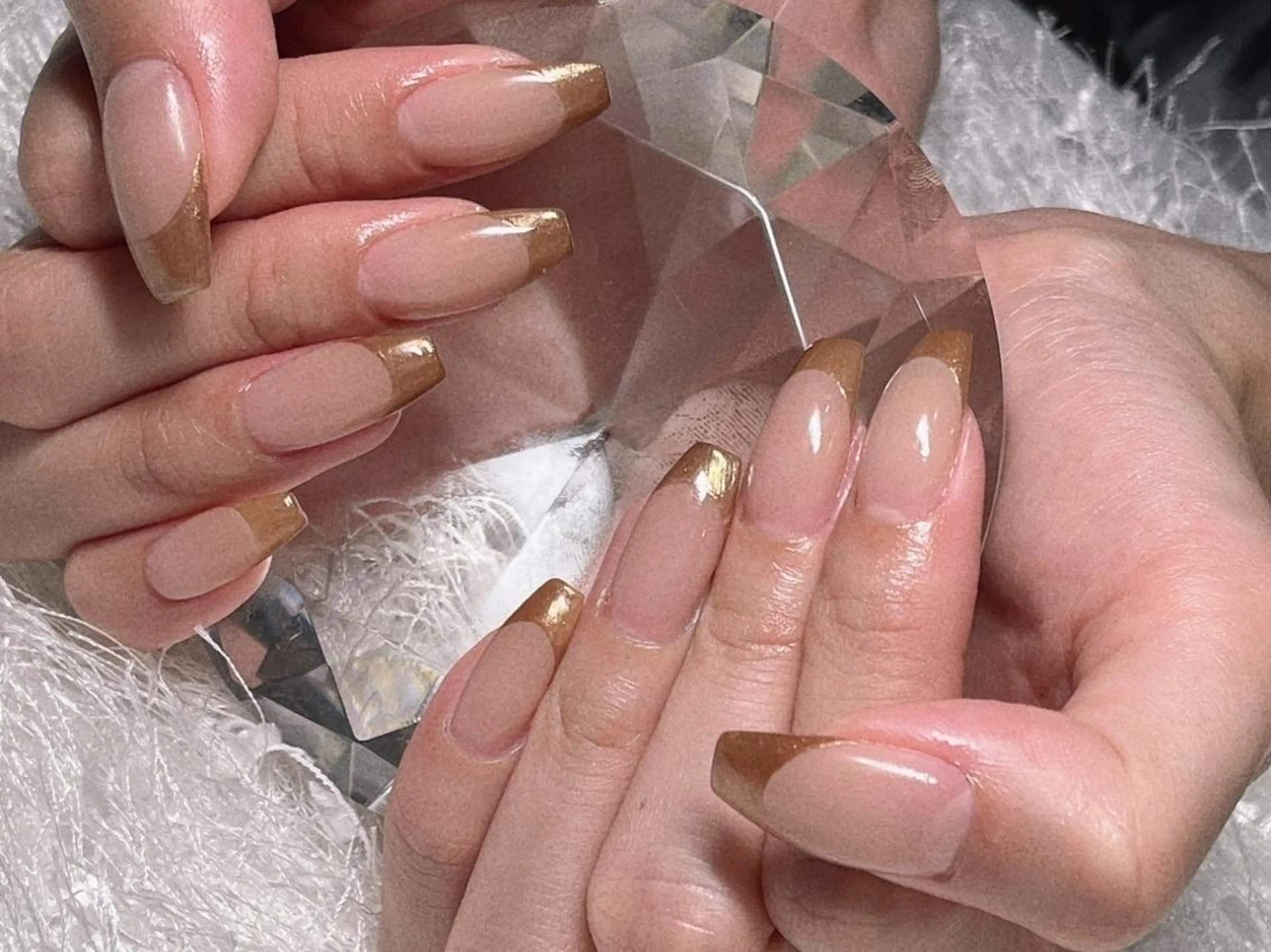 ネイル オーロラネイル 長さ出し フレンチネイル ジェルネイル グラデーション ハンドネイル Nail&eye Belire 新宿のネイルデザイン