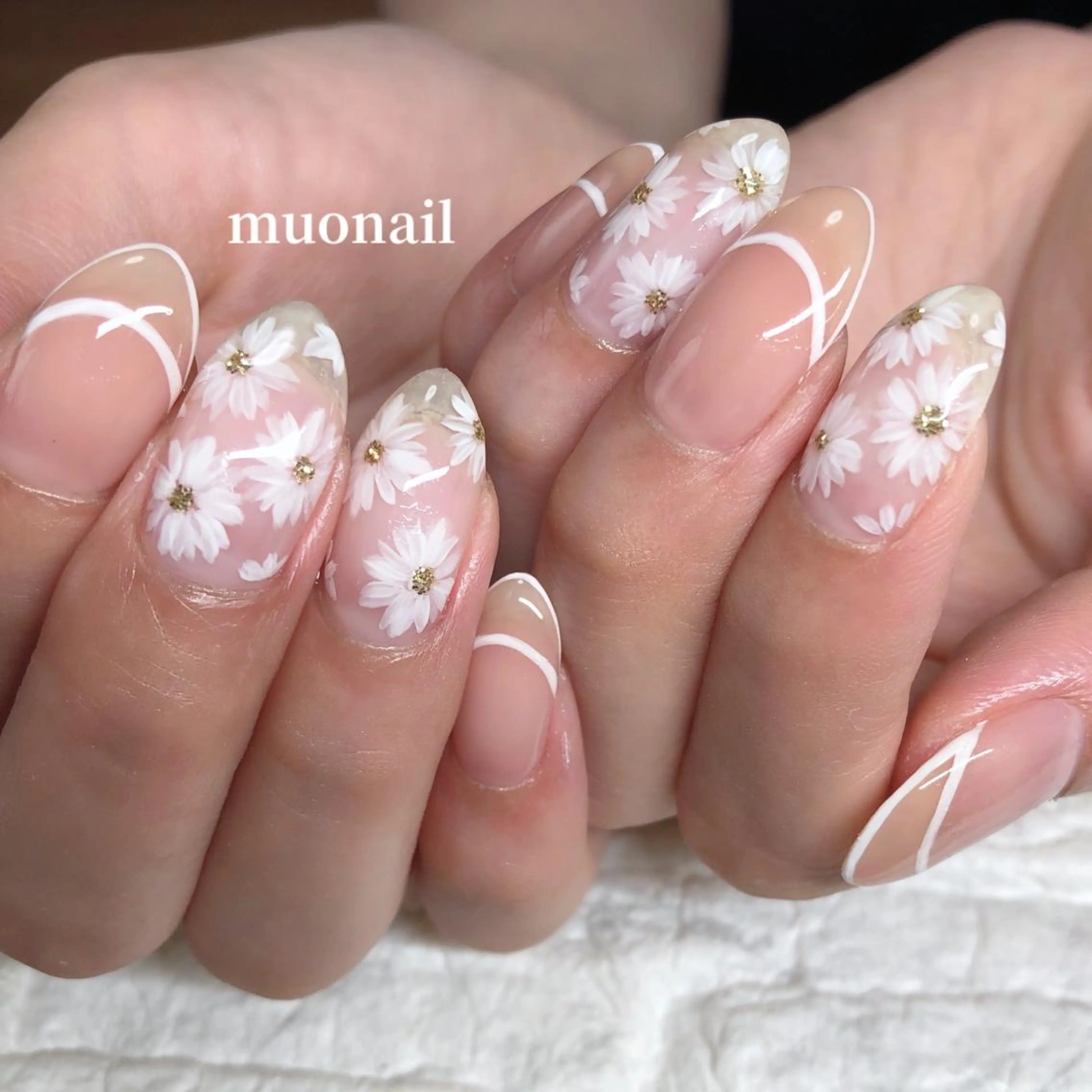 ネイル フラワーネイル フレンチネイル Sand by muoのネイルデザイン