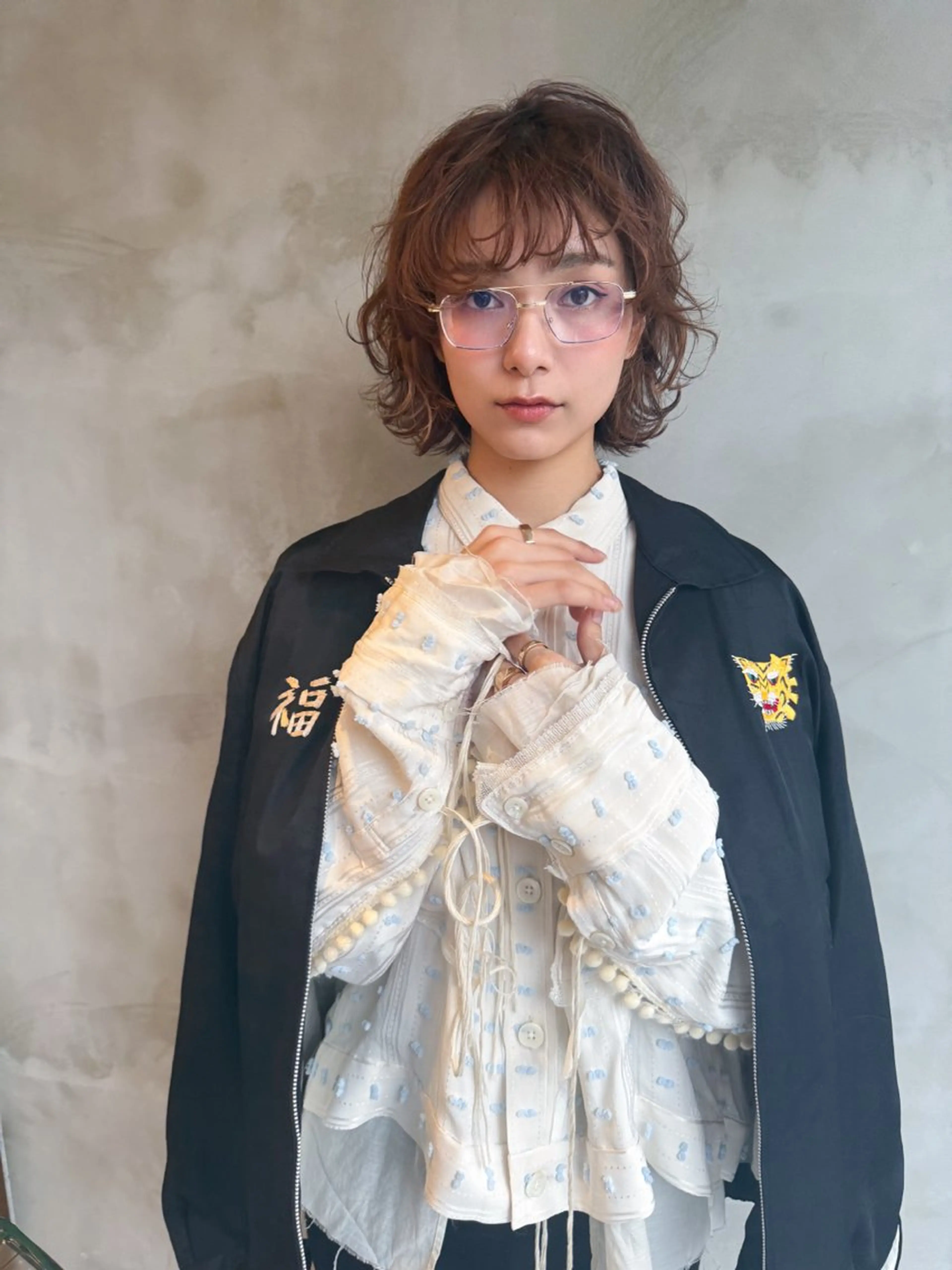 ミディアム カラー パーマ 山田 裕介のヘアスタイル