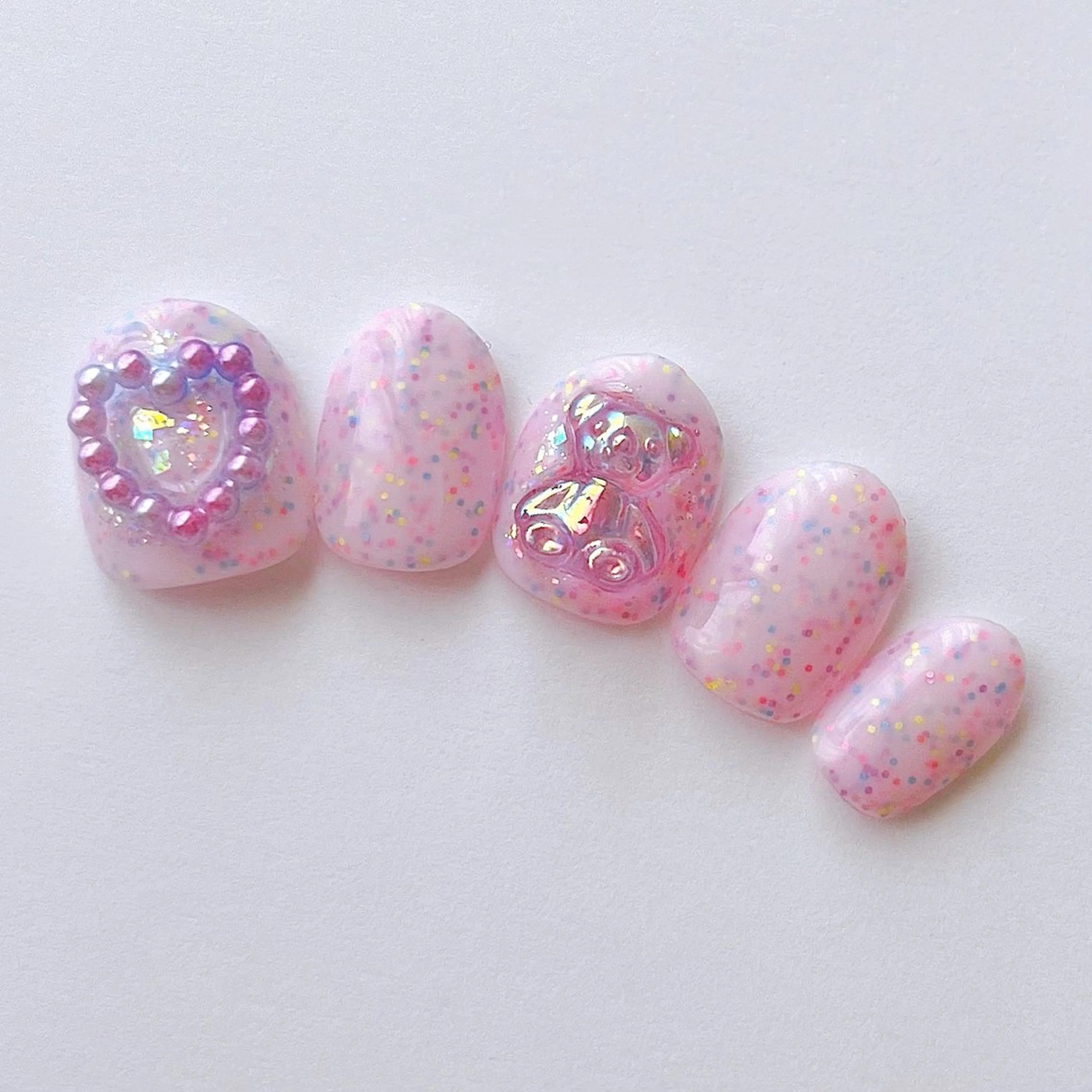 ネイル パープル ハンドネイル いちごパフェ ゆいのネイルデザイン