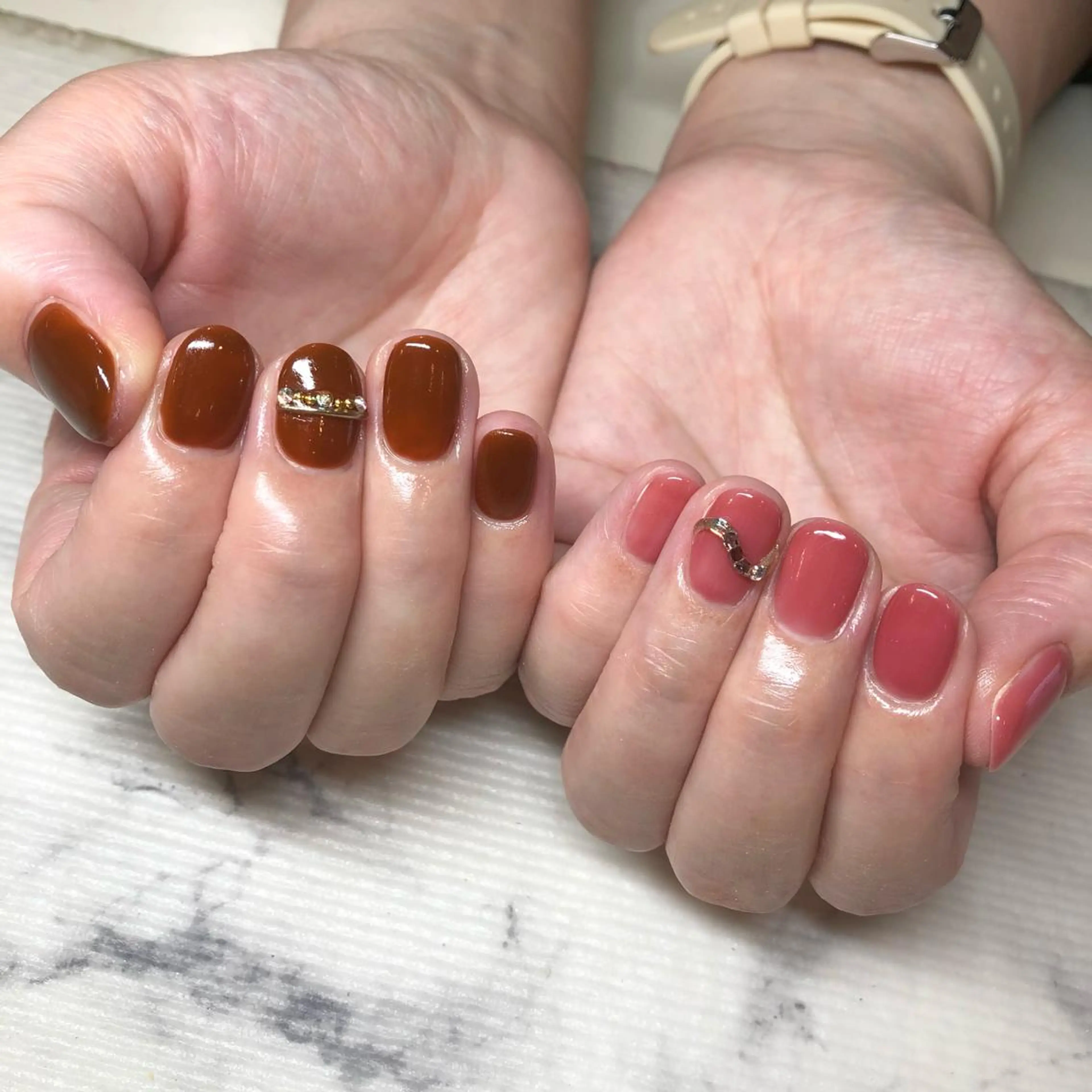 ネイル 持ち込み ストーンネイル いちじゅう あおいのネイルデザイン