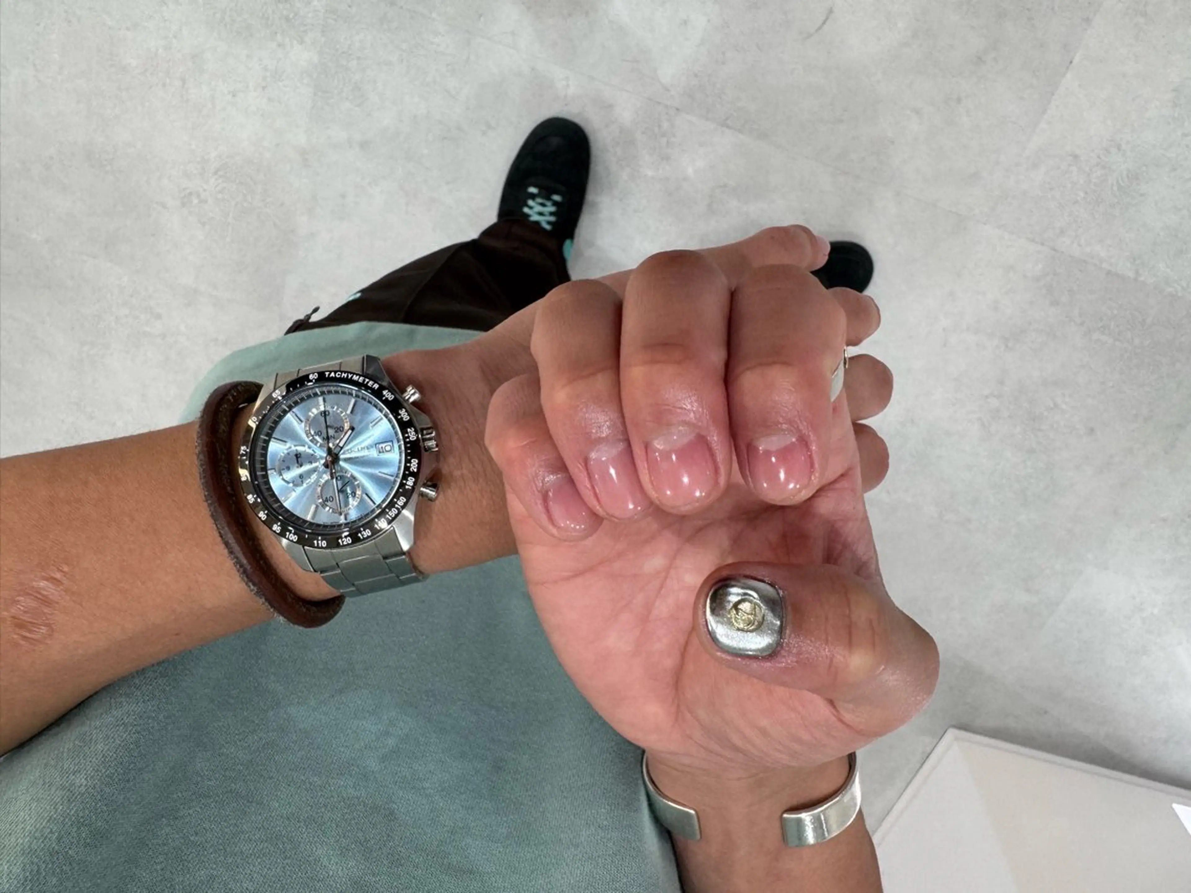 メンズ ネイル R/🤎 パーマ＆ブリーチ🔥のヘアスタイル