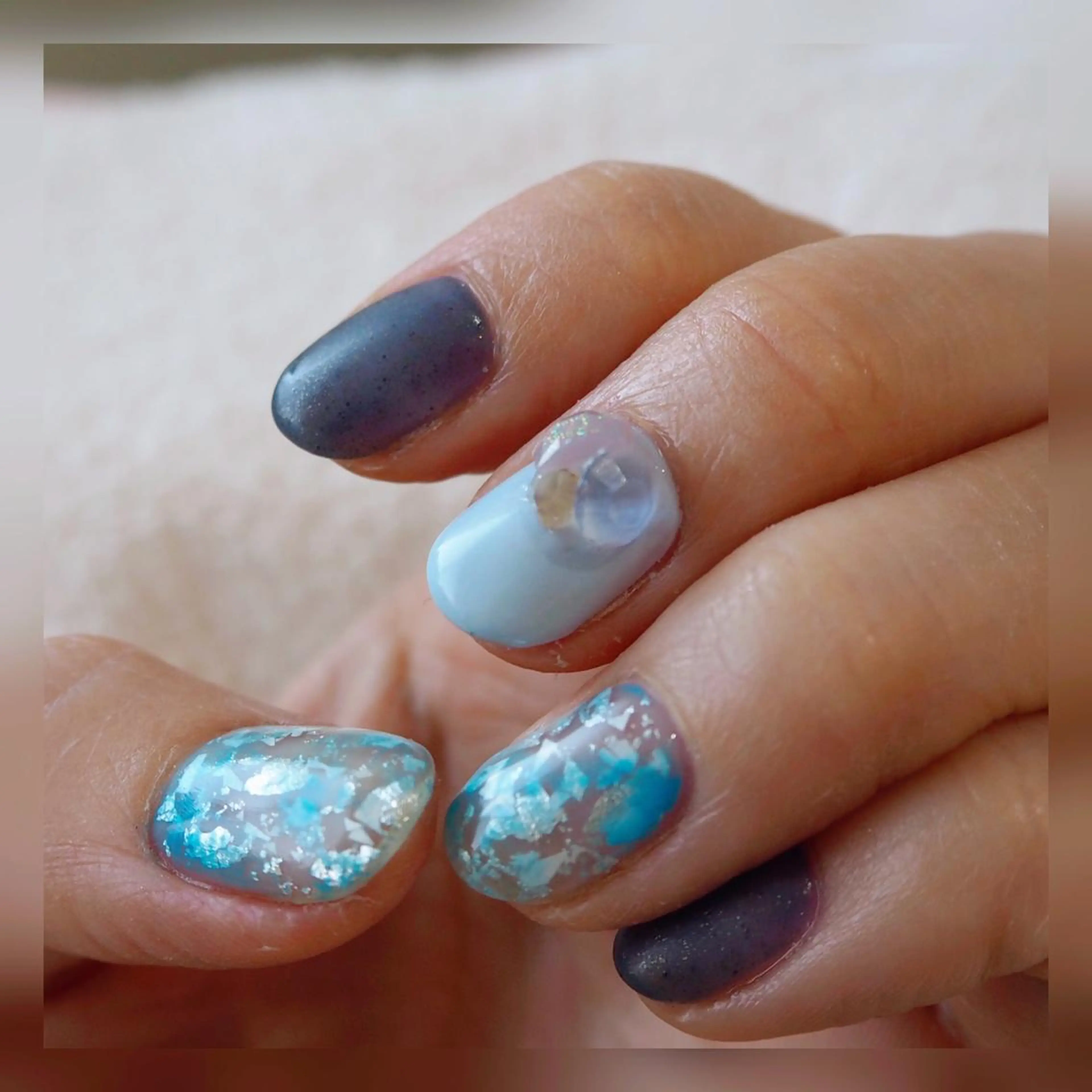 ネイル ミラーネイル ニュアンスネイル ストーンネイル おうちのネイルサロン　konpeiTou〜こんぺいとう〜所属・おうちのネイルサロン KonpeiTouのネイルデザイン