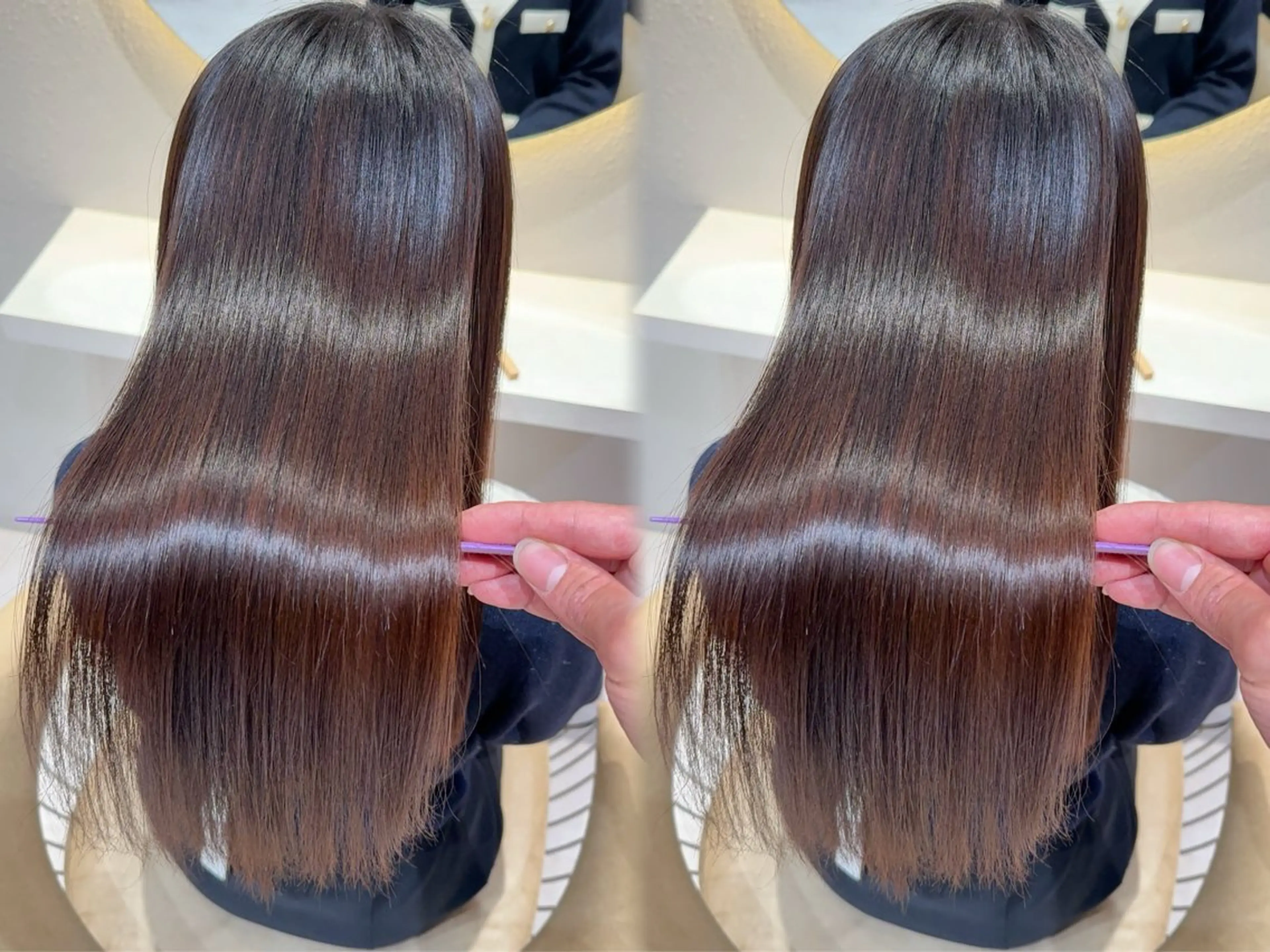 セミロング カラー カット ヘアカラー 縮毛矯正 レイヤー❣️縮毛矯正 川村利幸のヘアスタイル