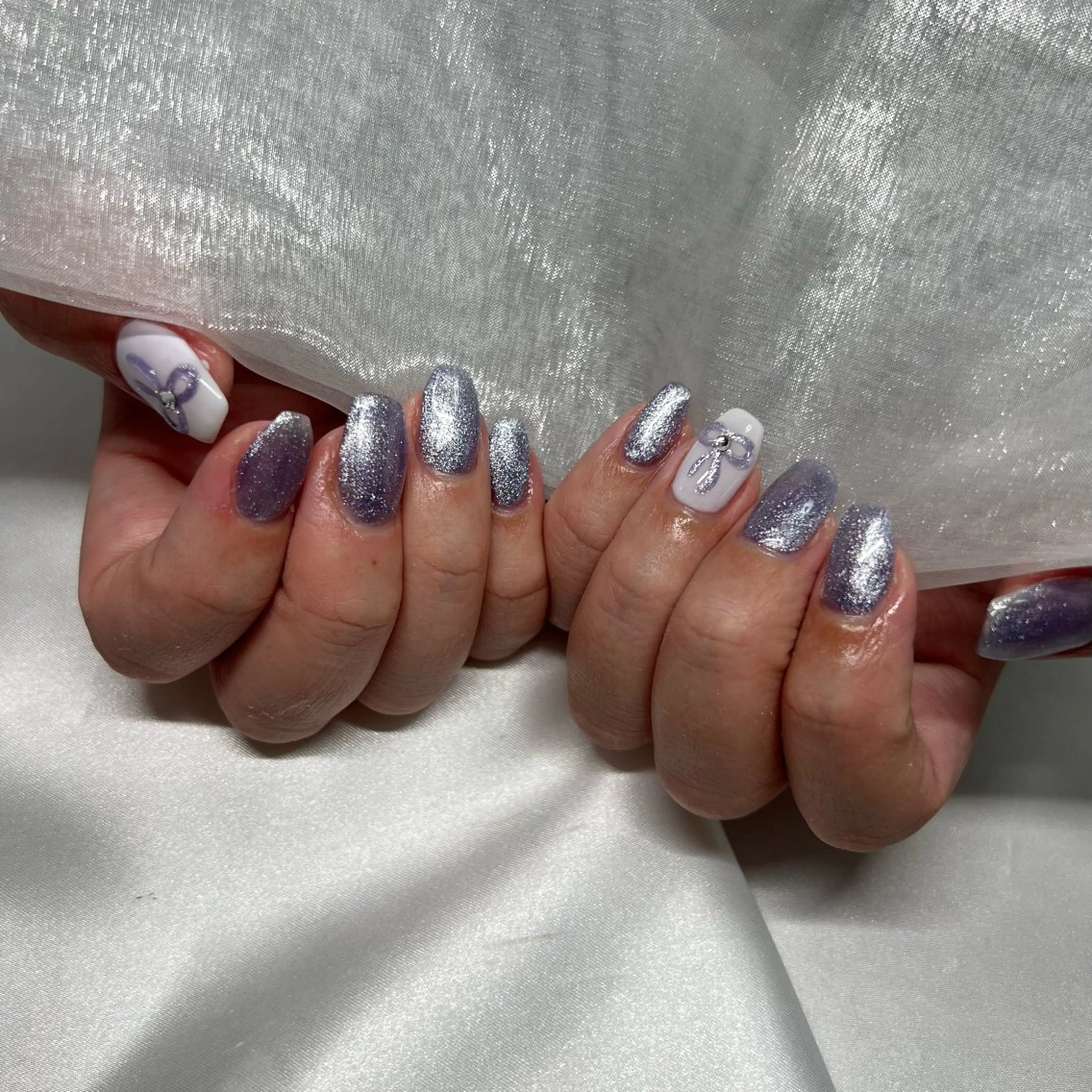 ネイル ジェルネイル 韓国ネイル ラメ(グリッター) マグネットネイル ミラーネイル ハンドネイル -nail salon-Reward所属・nail salon Rewardのネイルデザイン