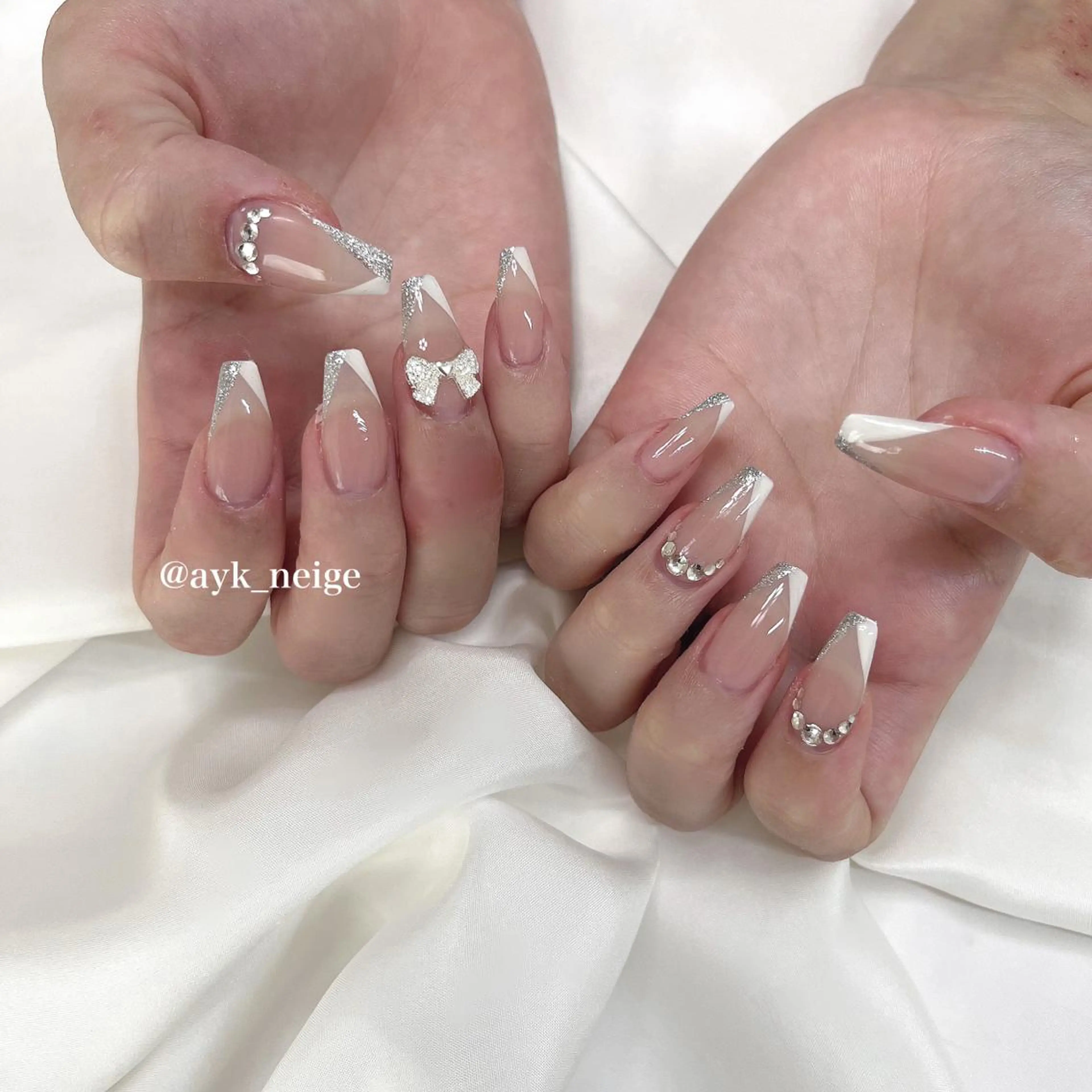 ネイル チークネイル フットネイル フレンチネイル ガラスフレンチ グラデーション n'eige nail所属・大谷 綾香のネイルデザイン