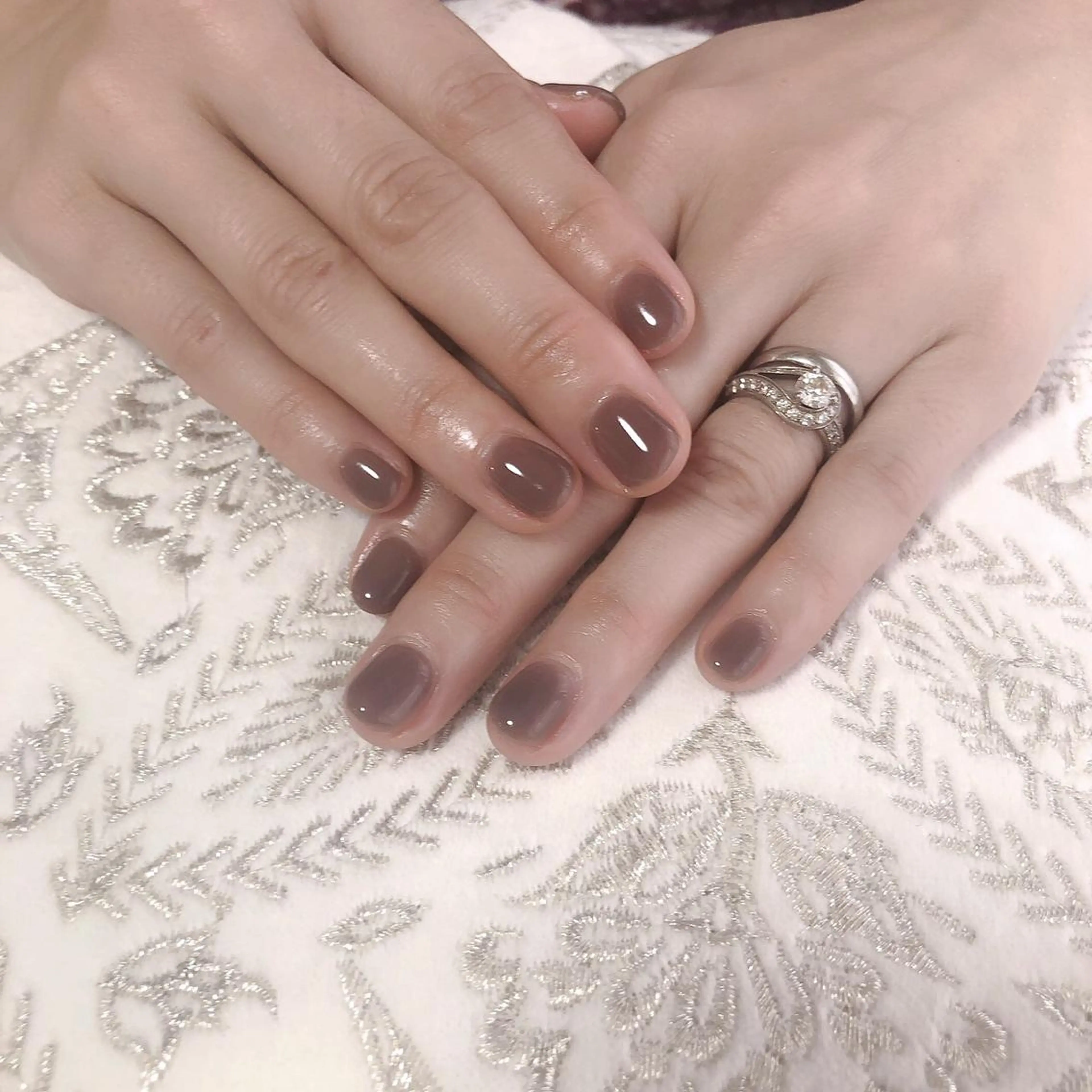 ネイル ブラウン フットネイル ジェルネイル 韓国ネイル マグネットネイル Mogu nail 二子玉川のネイルデザイン