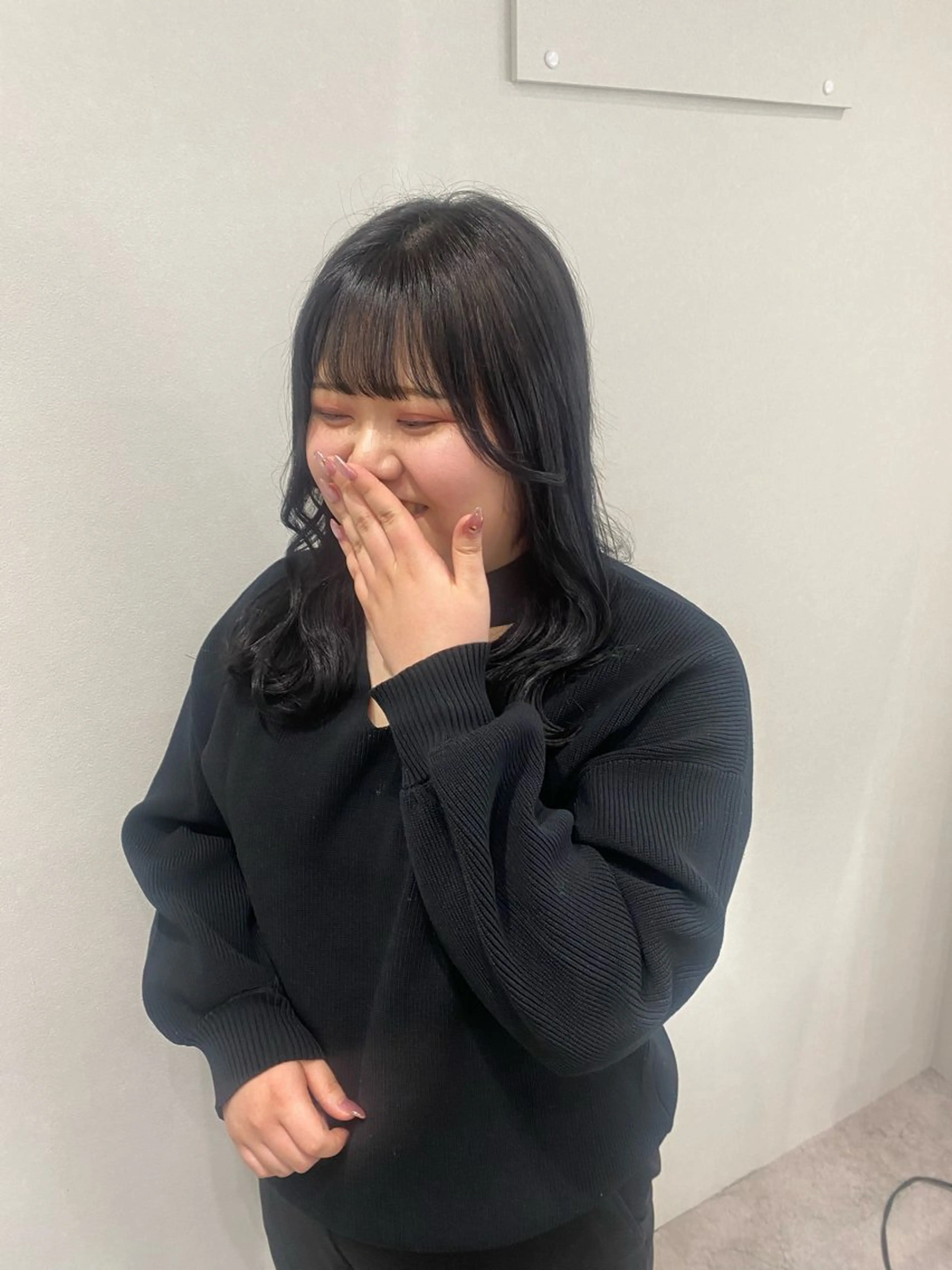 セミロング カラー ヘアアレンジ 黒髪 ブルーカラー ブルーブラック ヘアカラー ボブ /ニュアンス/ satomi🧸💖のヘアスタイル