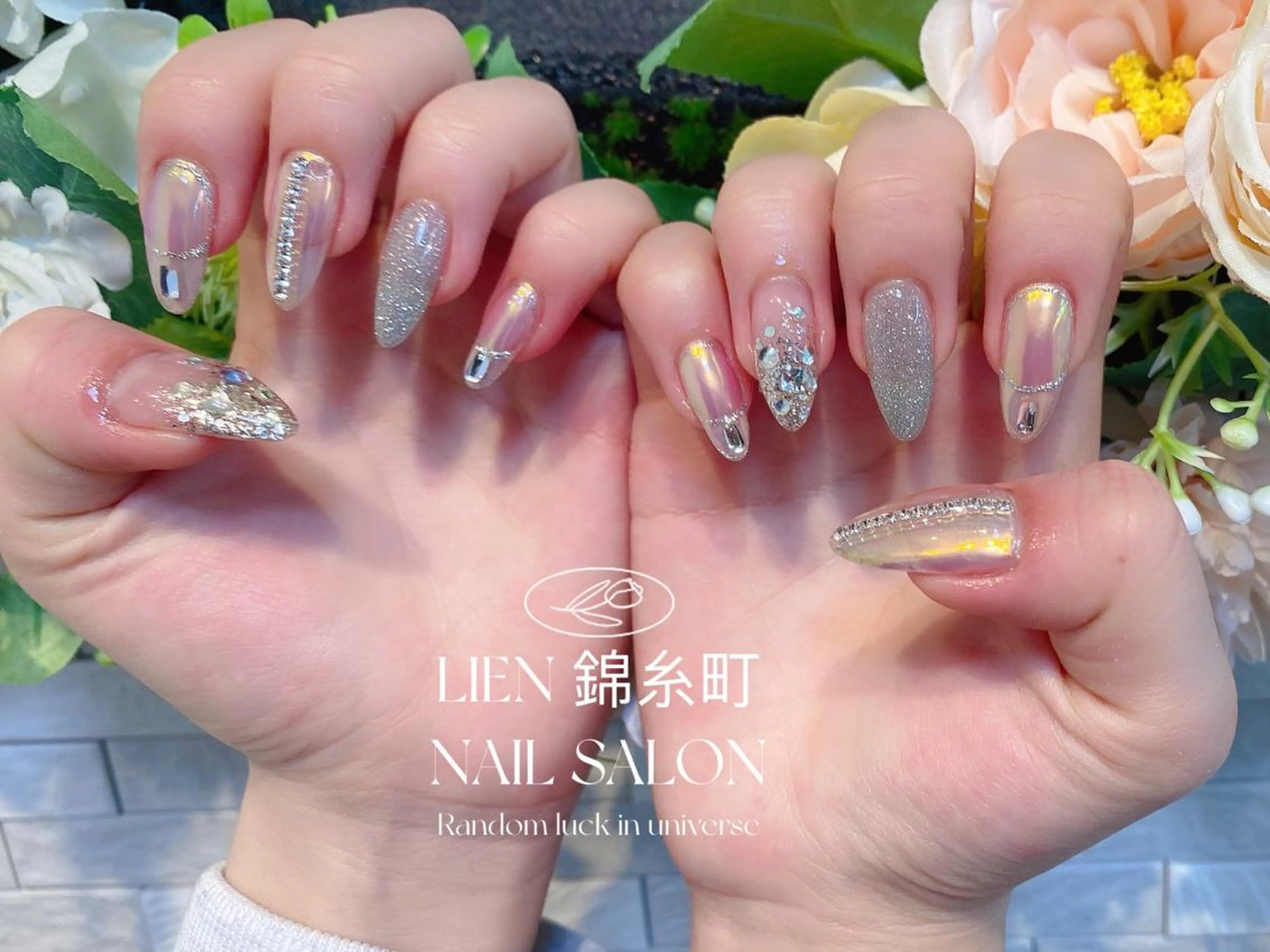 ネイル ミラーネイル ストーンネイル ハンドネイル Lien  _リエン リエンのネイルデザイン