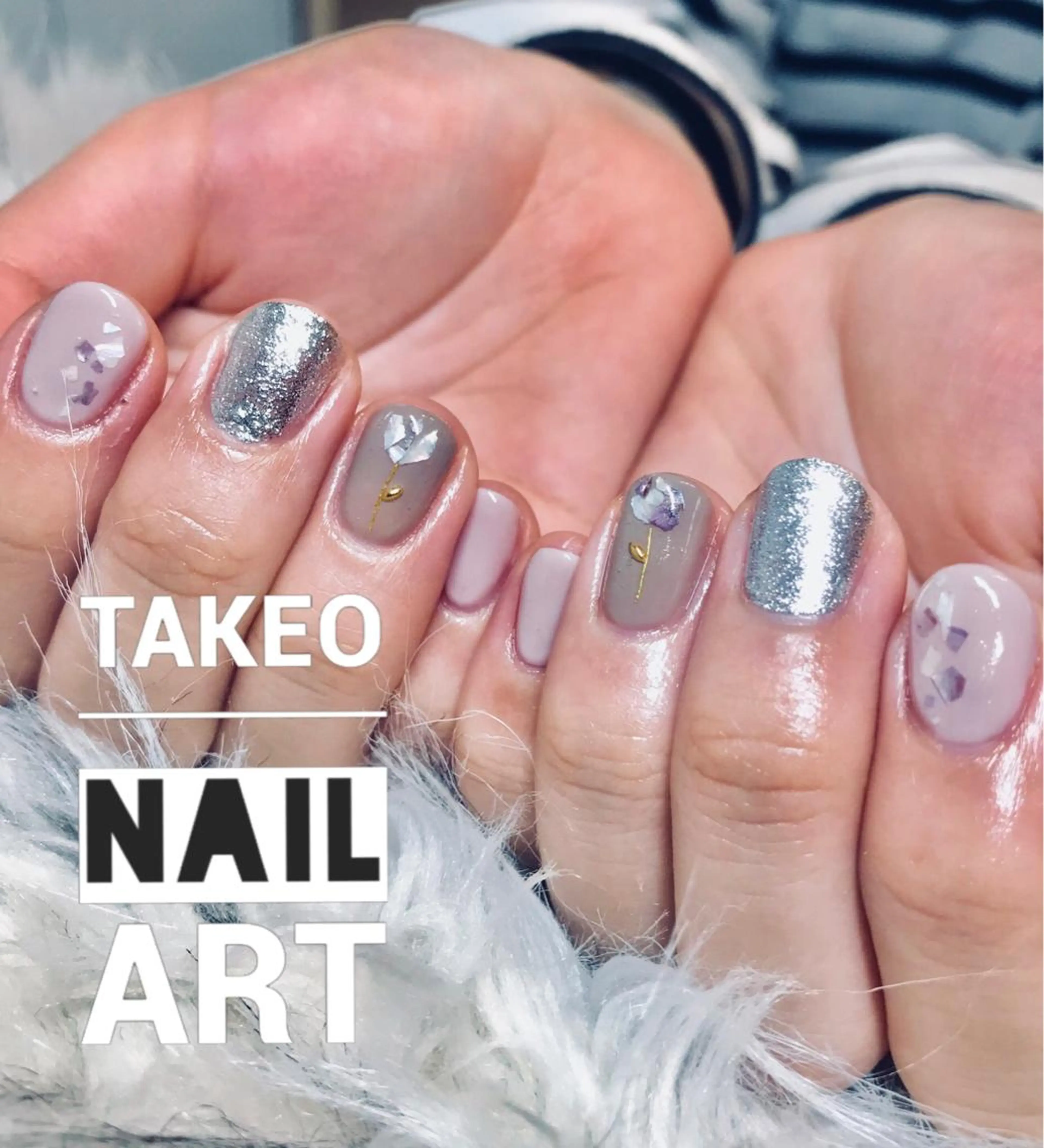 ショート ネイル フラワーネイル nail&eye Aoのマツエク・マツパデザイン