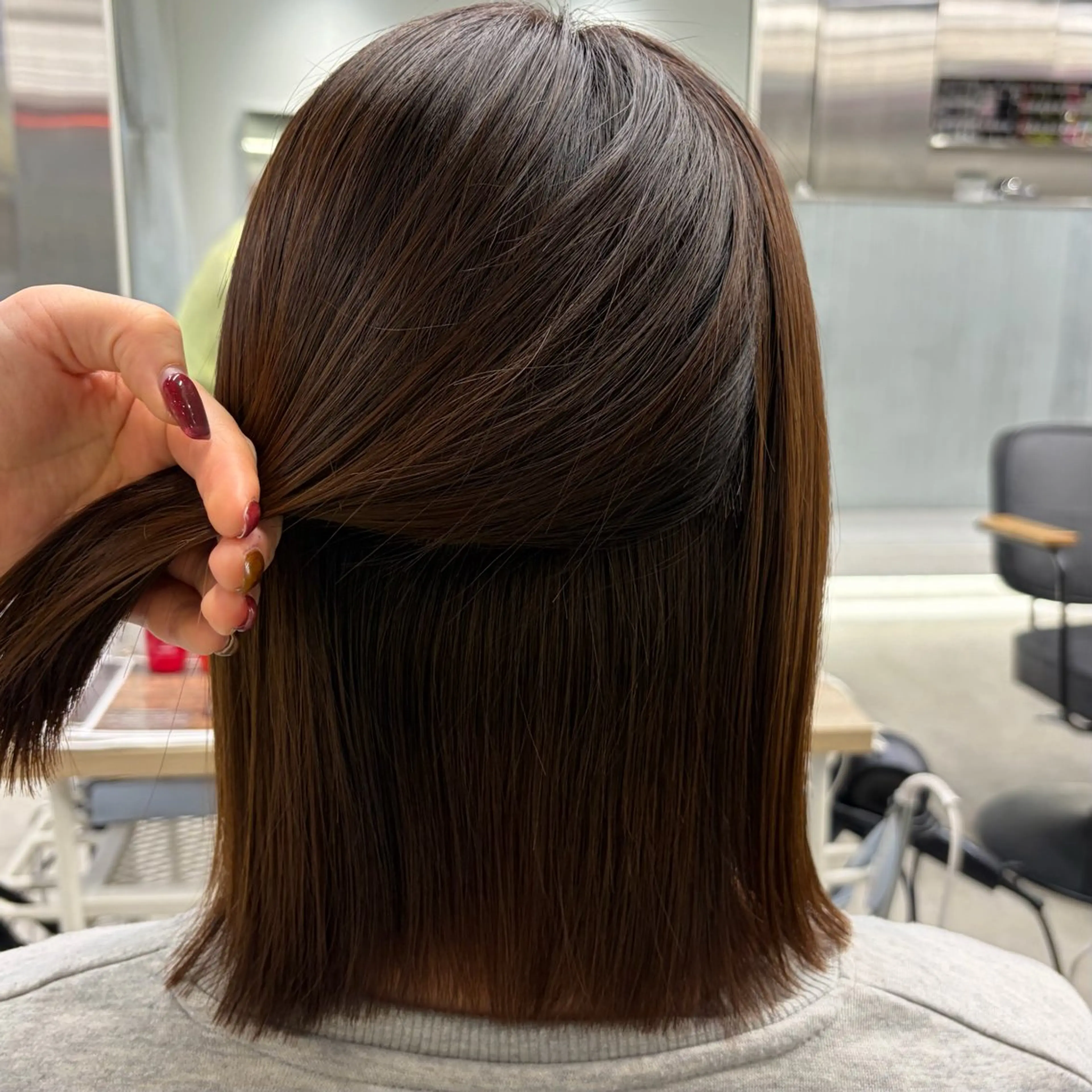 ミディアム パーマ 縮毛矯正 ななみ.⋆𝜗𝜚 艶カラー/まつパのヘアスタイル