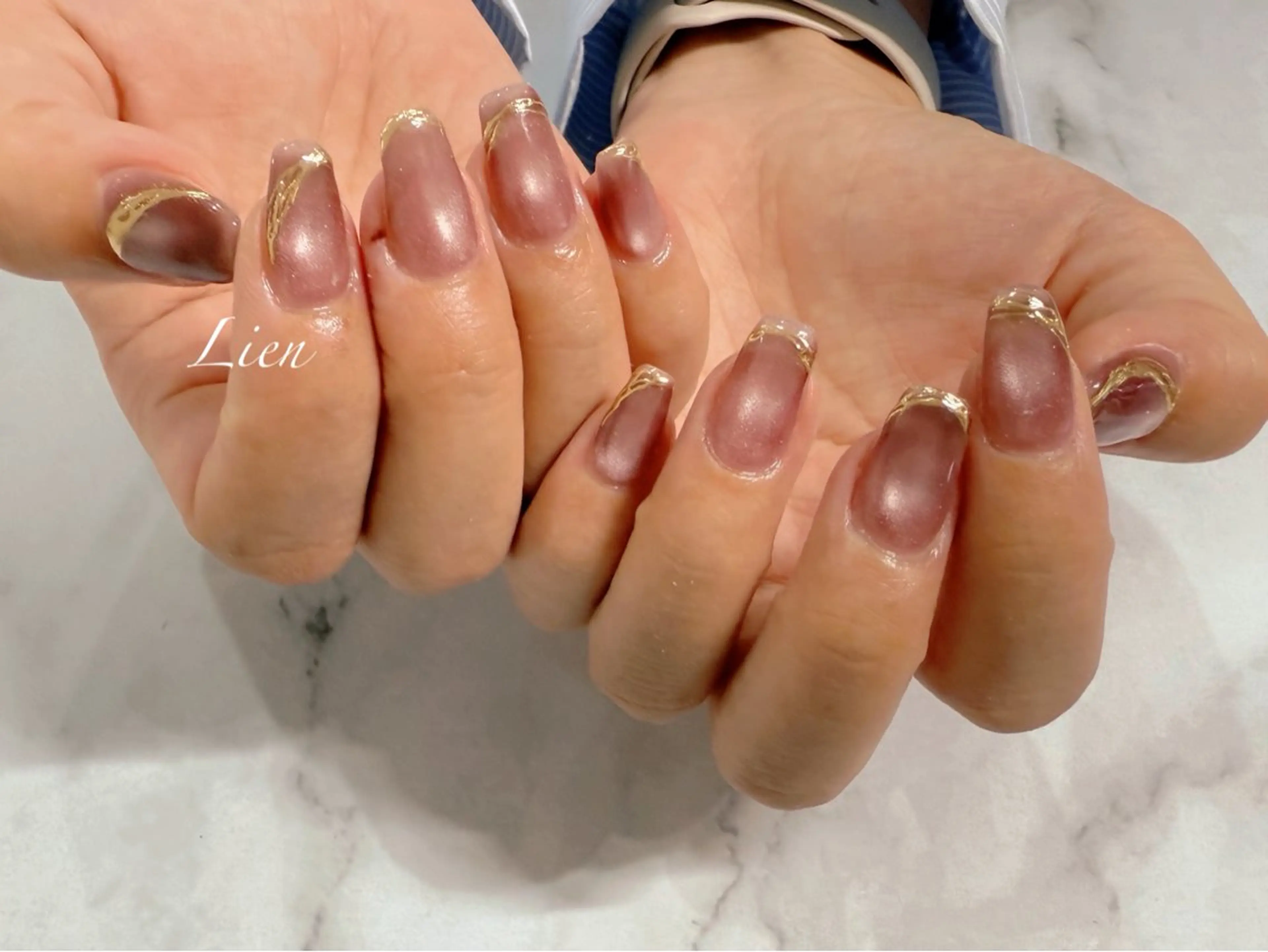 ネイル 長さ出し フットネイル フレンチネイル ジェルネイル ガラスフレンチ ハンドネイル Lien（リアン） 銀座駅6分のネイルデザイン