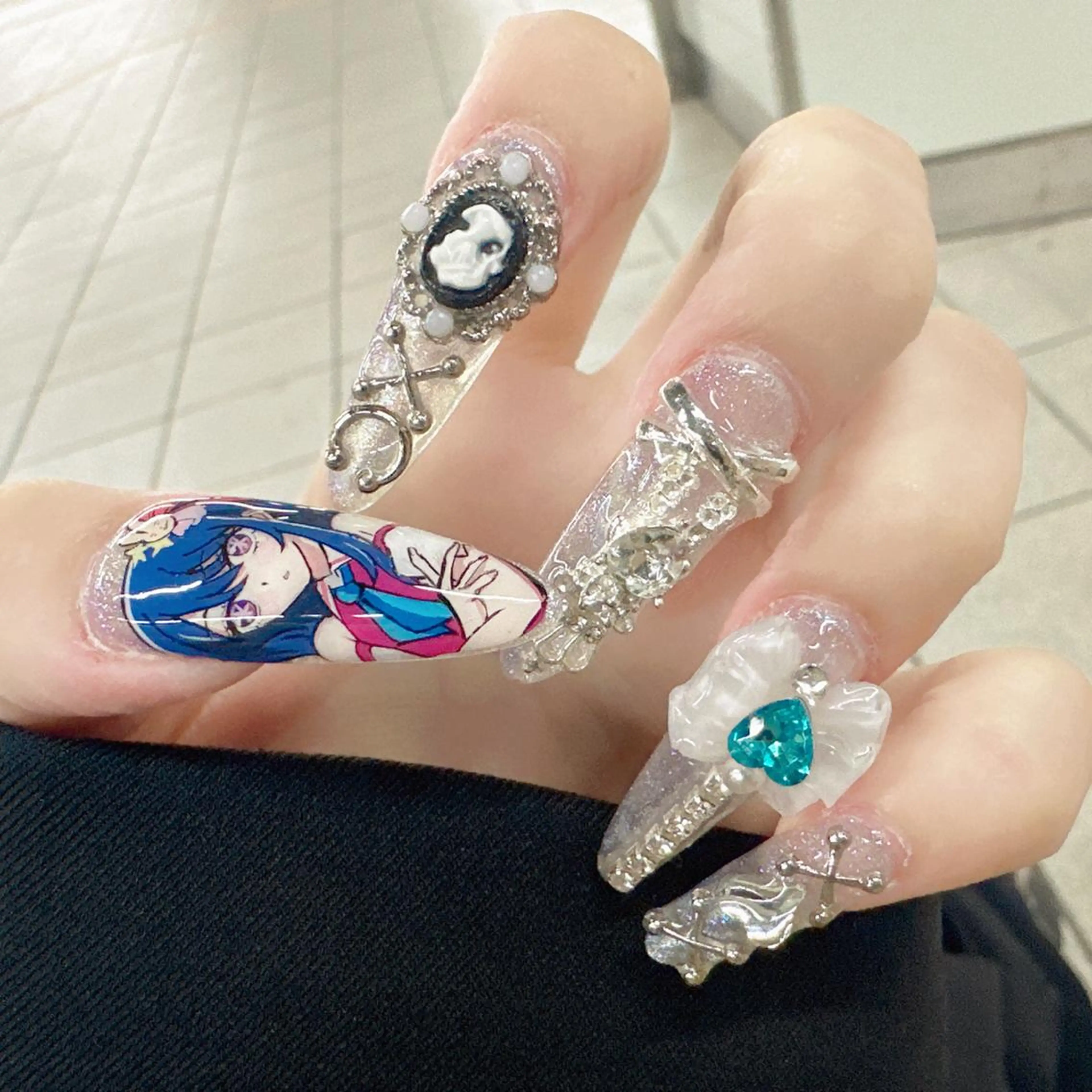 ネイル ロングネイル メンズネイル スカルプネイル スクエアネイル 痛ネイル🩶推し活 🤍店長sagawaのネイルデザイン