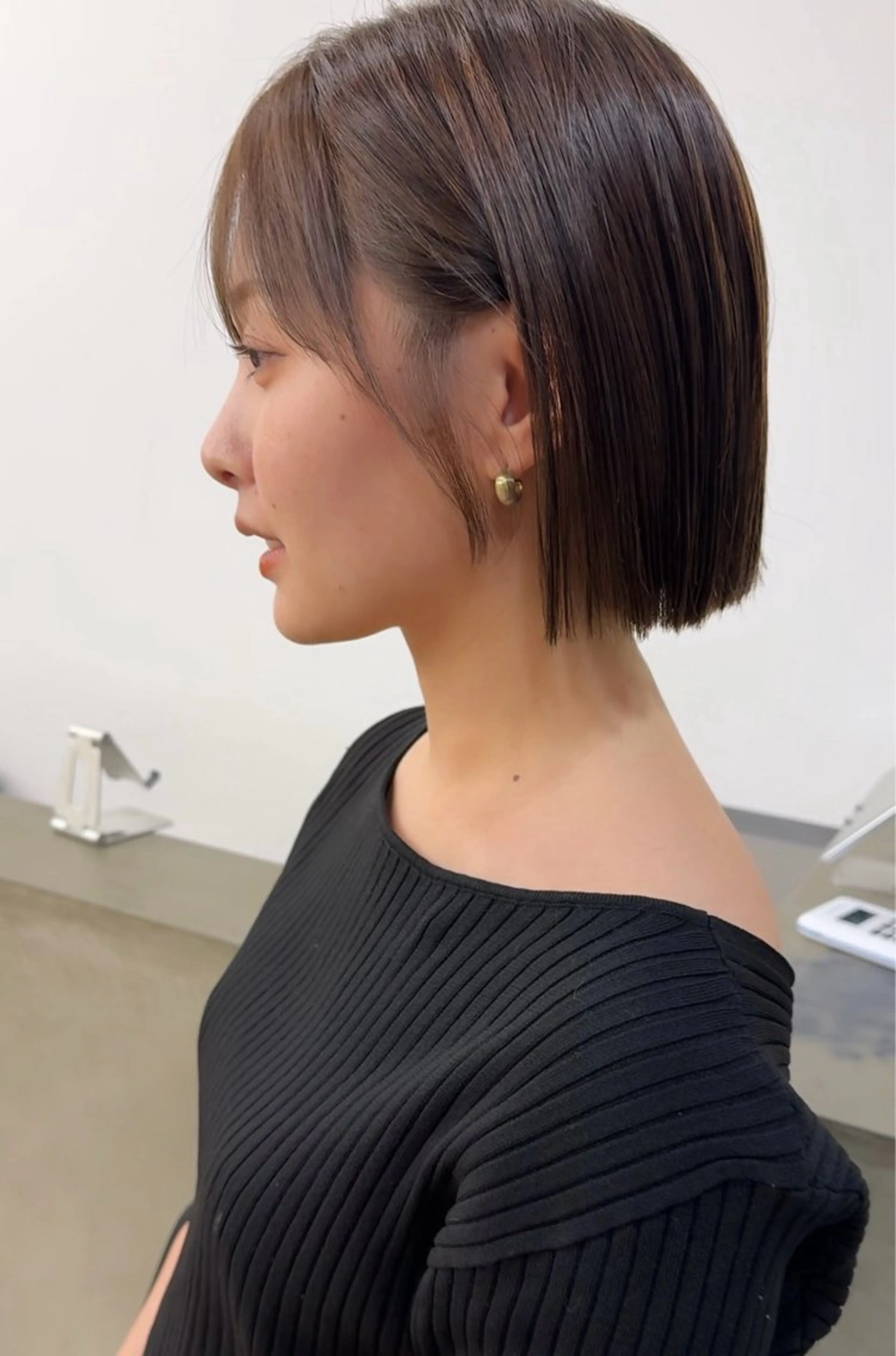 ショート 切りっぱなしボブ ボブ 田中 叶太のヘアスタイル