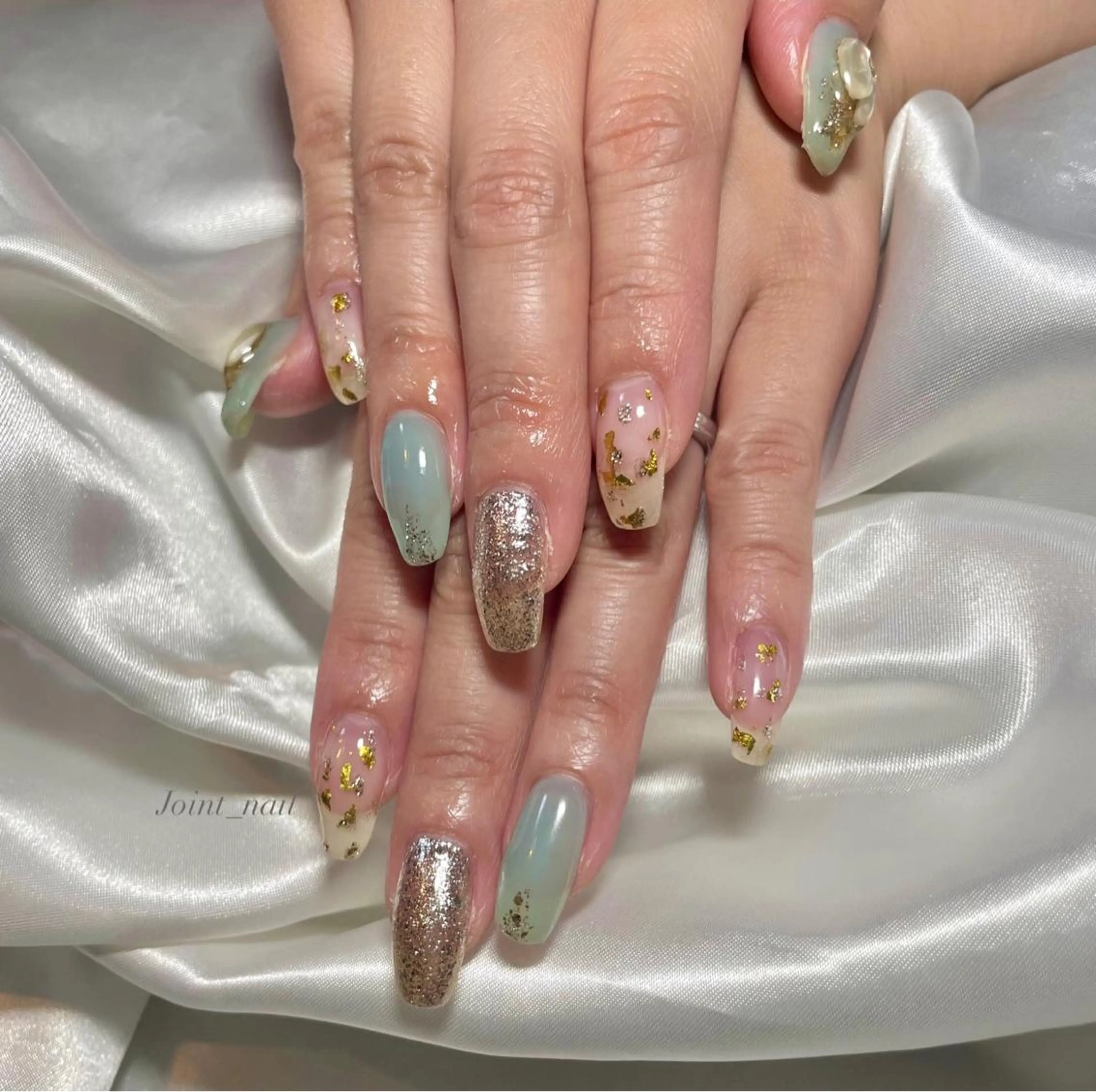 ネイル ブルー ハンドネイル Joint_ nailのネイルデザイン