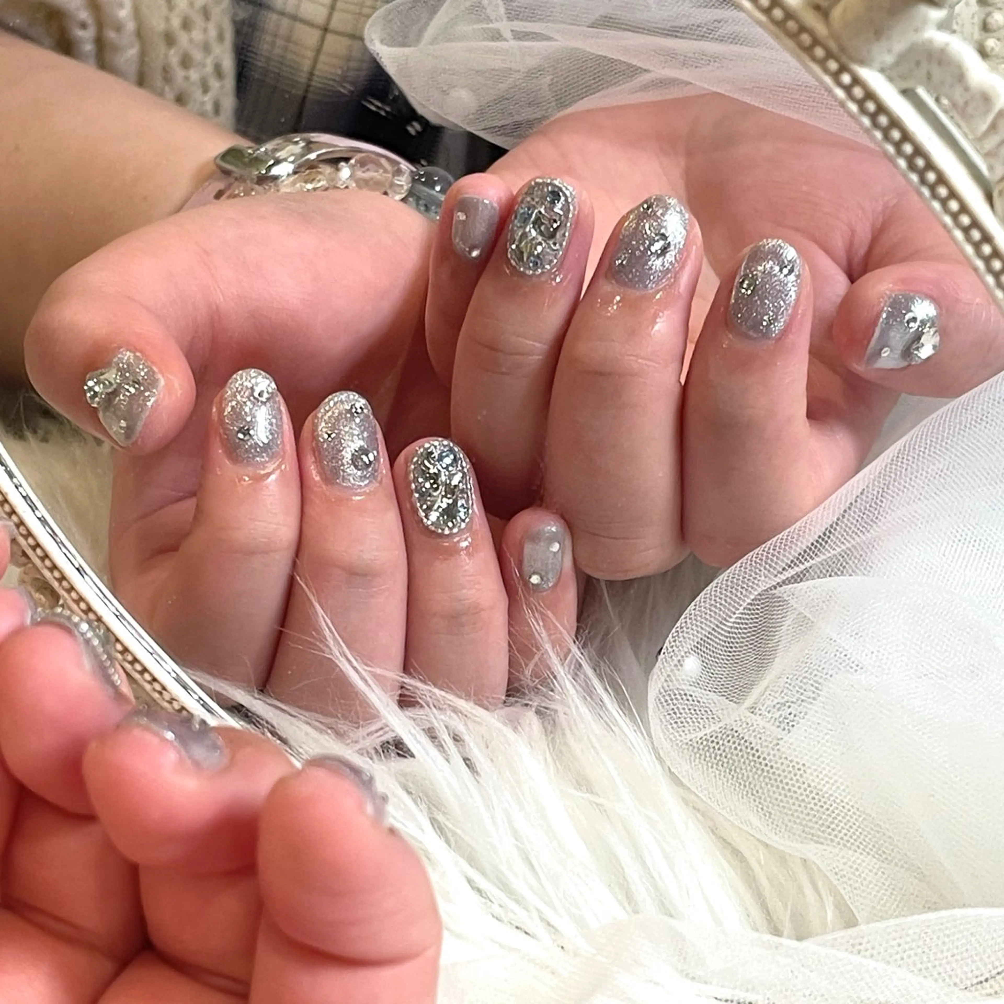 ネイル 持ち込み ストーンネイル ハンドネイル nailsalon Moa【モア】所属・yurika 🌷.*･ﾟのネイルデザイン