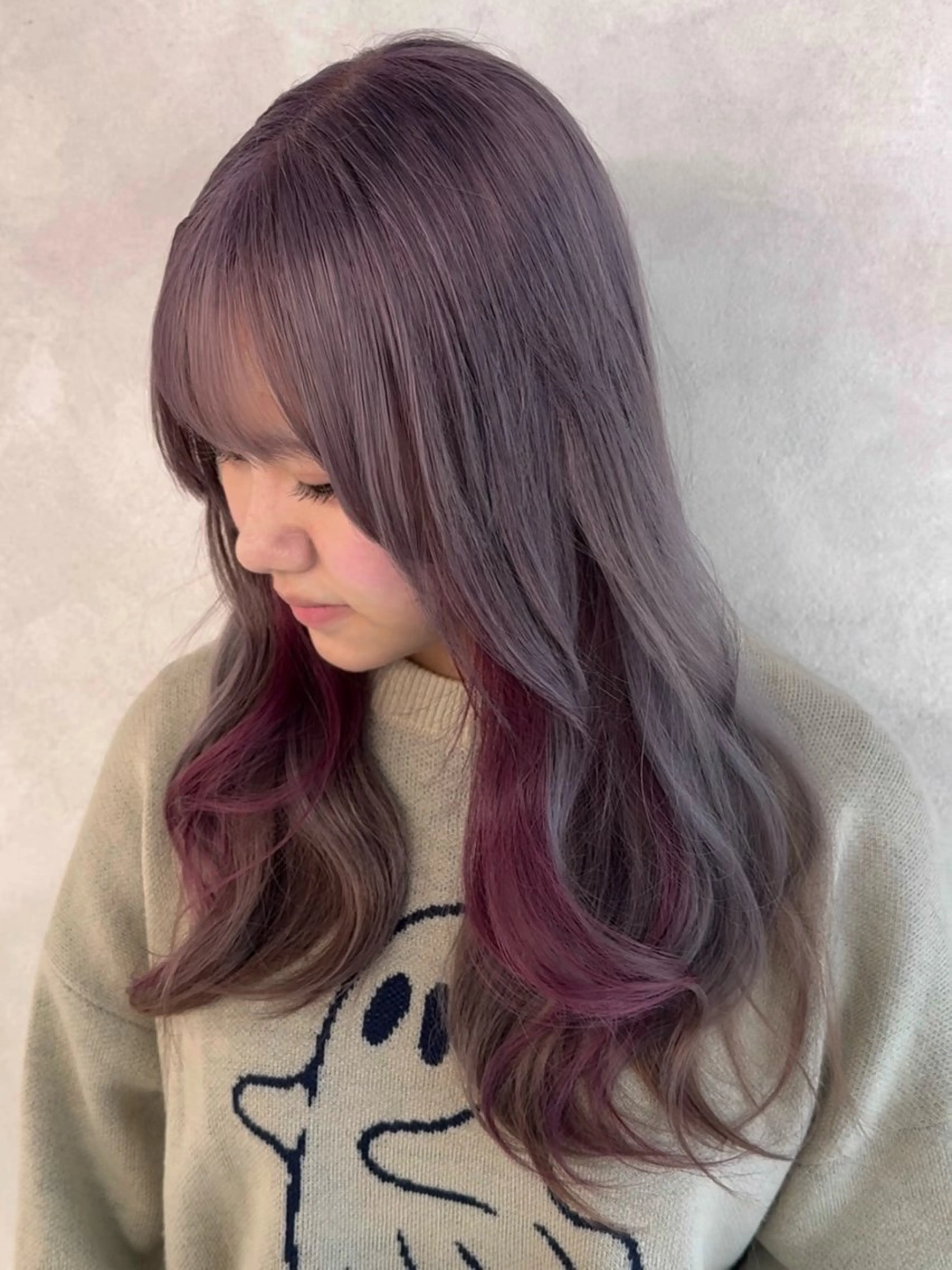 ロング カラー ブリーチ 透明感カラー ハイトーンカラー 韓国風ヘア レイヤーカット 🍎森貝洋亮🍎 ブリーチカラー特化のヘアスタイル