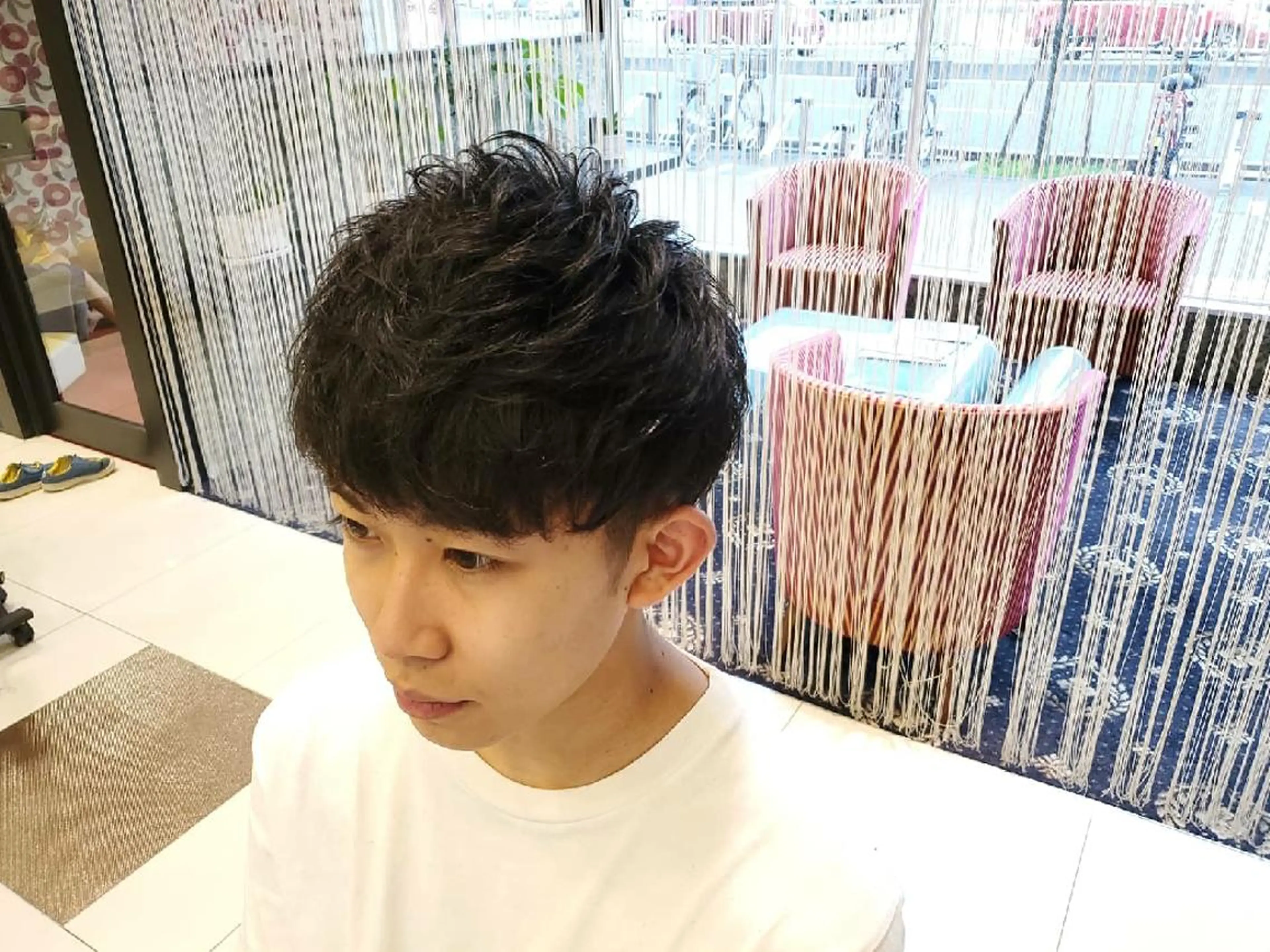 ショート メンズ マッシュ メンズパーマ くせ毛 ショートヘア サロウィン　神戸三宮店所属・三宮No.1ブリーチ 無しカラー/杉山太貴のヘアスタイル