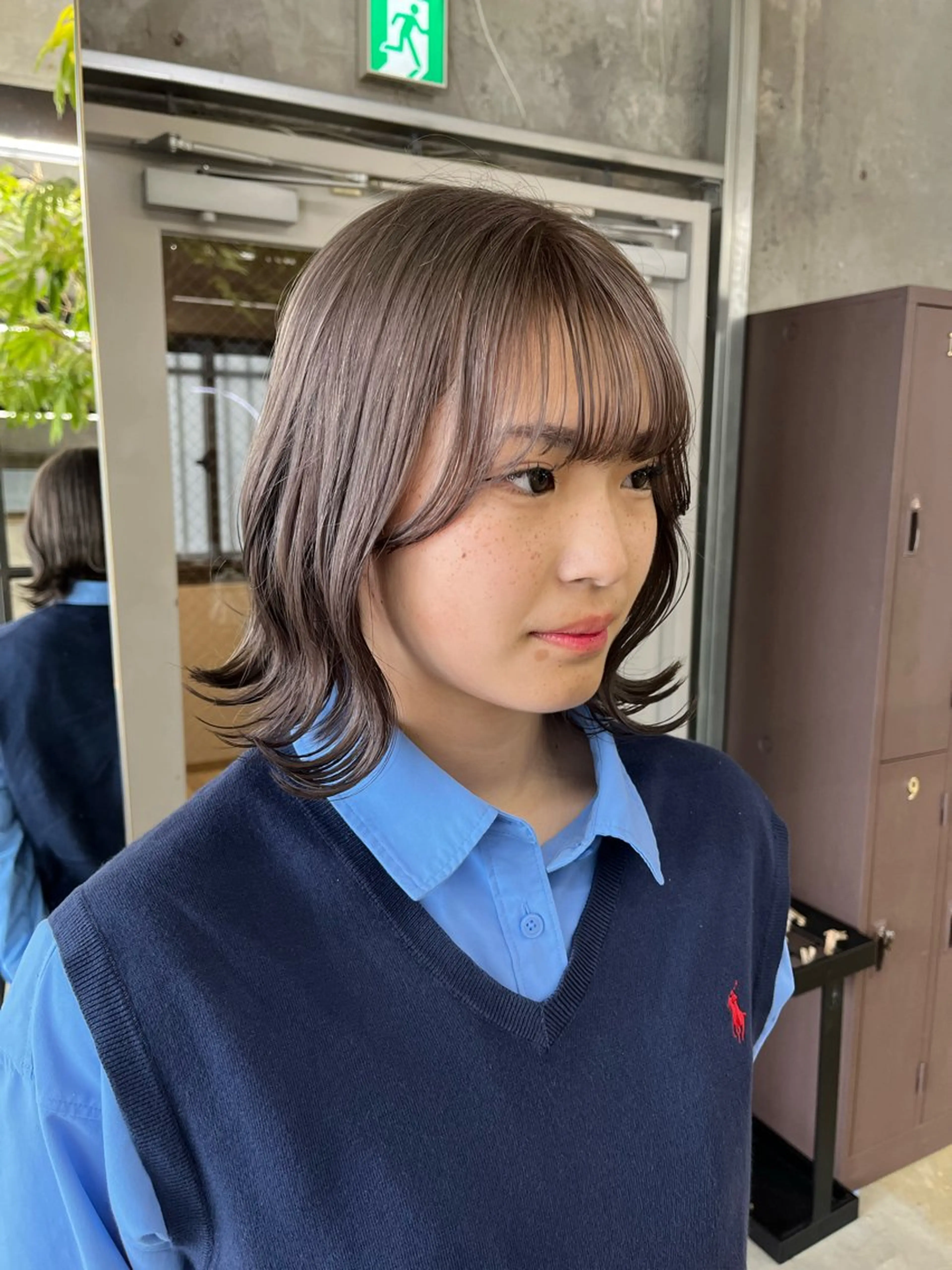 ミディアム ヘアカラー パーマ/オリーブ/ 酸性ストレート/ゆなのヘアスタイル