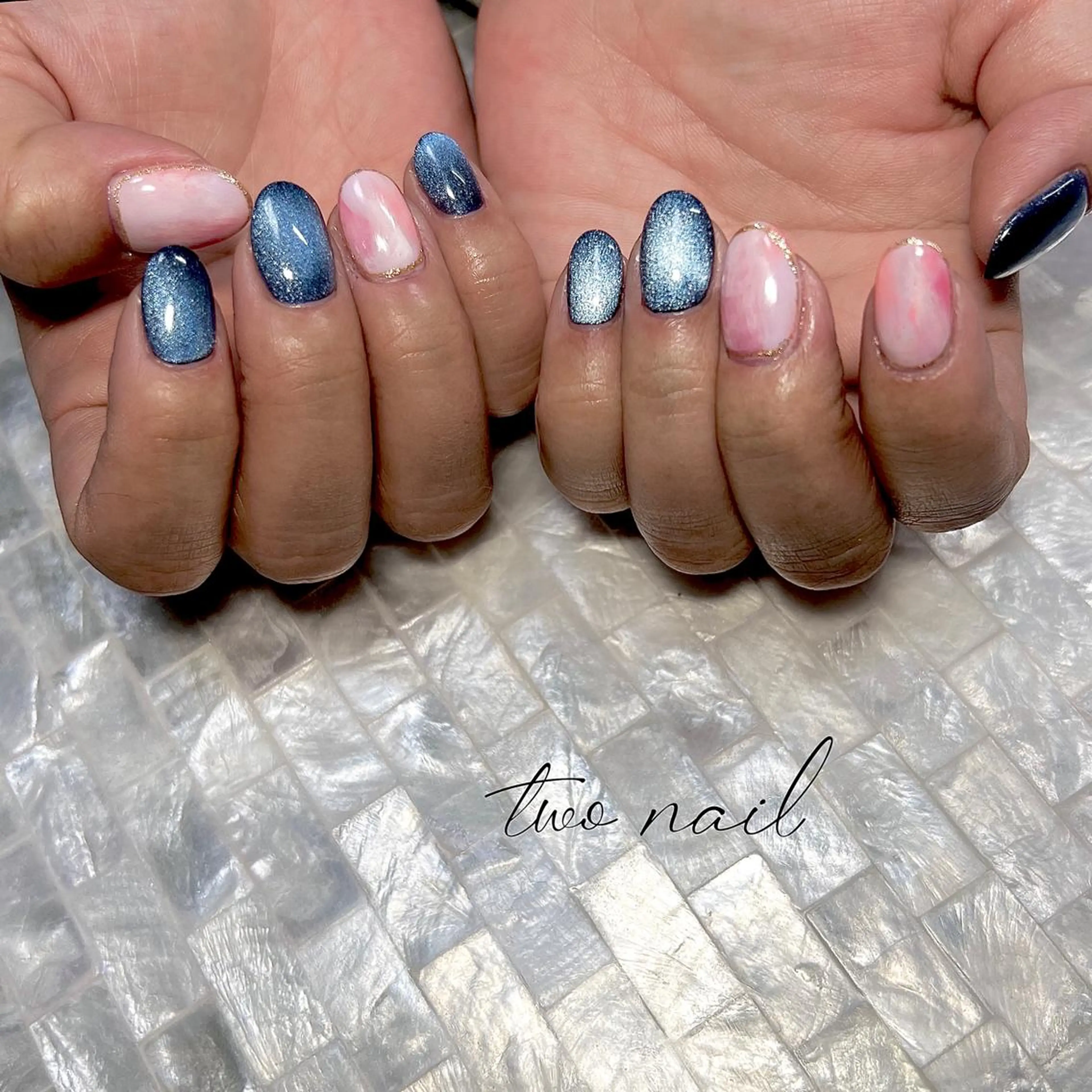 ネイル アートネイル フットネイル ハート マグネットネイル ニュアンスネイル two nailのネイルデザイン