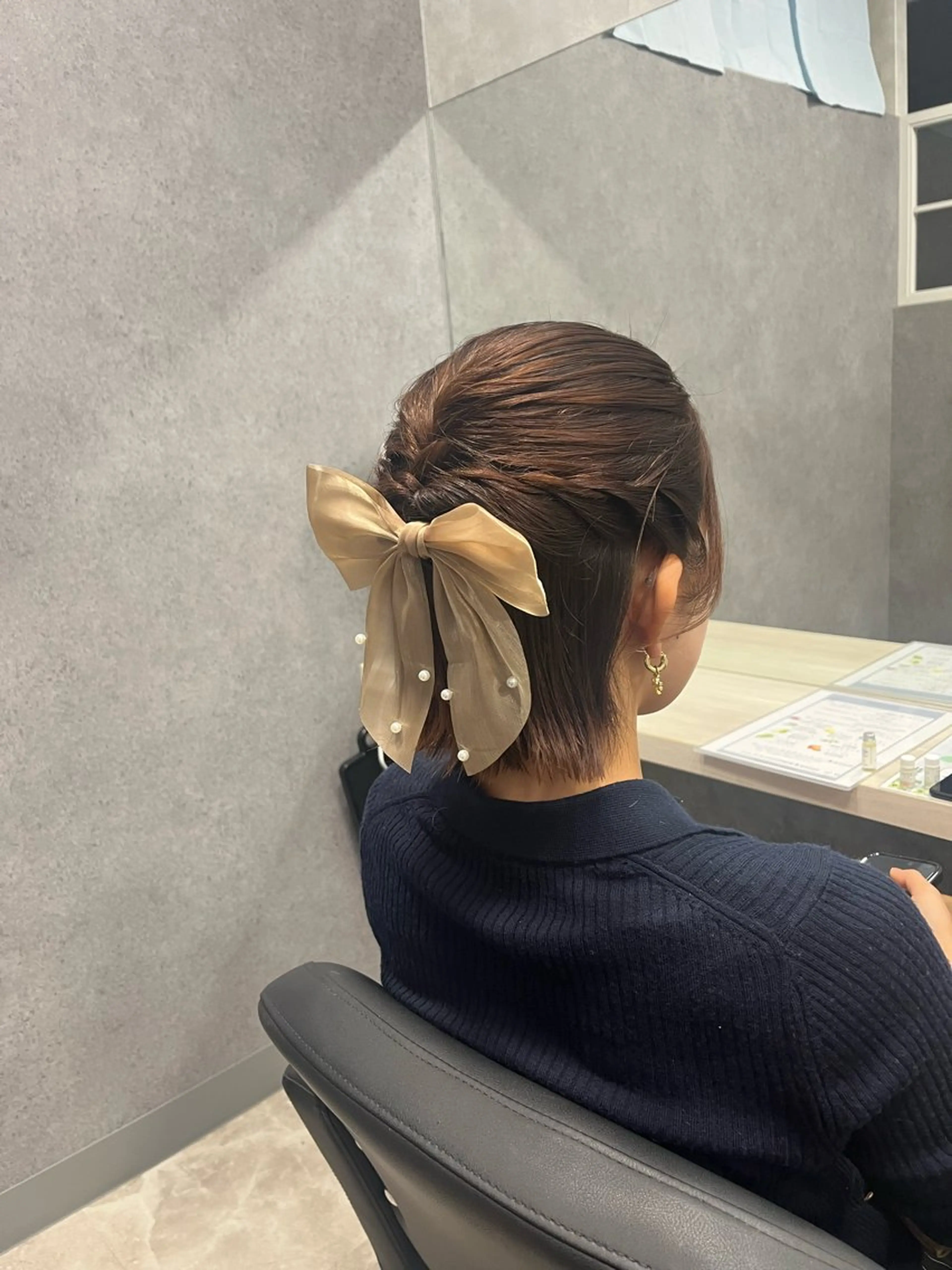 ショート ヘアアレンジ ハーフアップ ボブ ショートヘア ヘアセット 個室美容室miyuu hair&spa所属・加藤 あおいのヘアスタイル