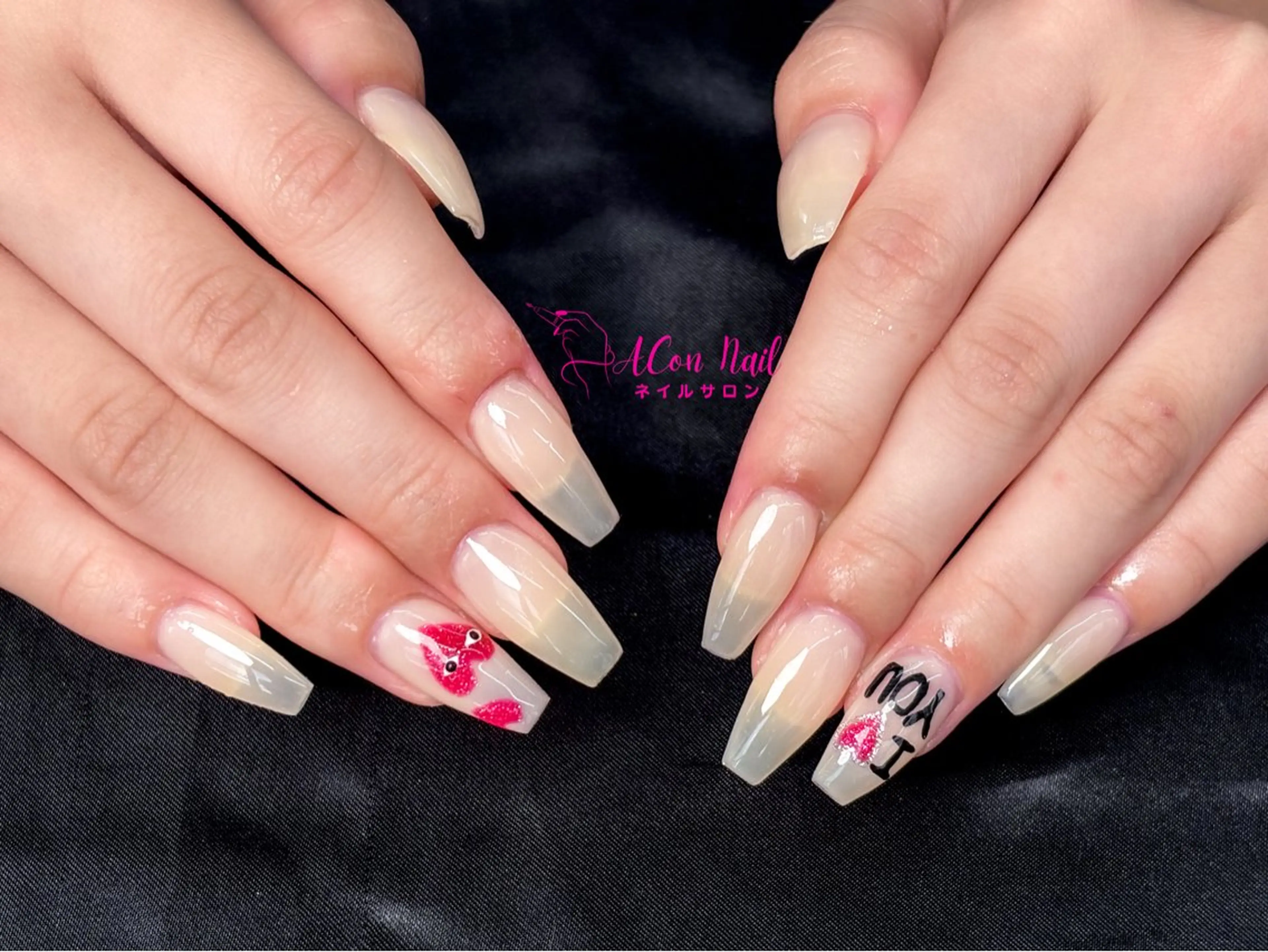ネイル 桜ネイル 長さ出し フラワーネイル フレンチネイル ジェルネイル ハンドネイル AConNailSalon所属・ACon NailSalonのネイルデザイン