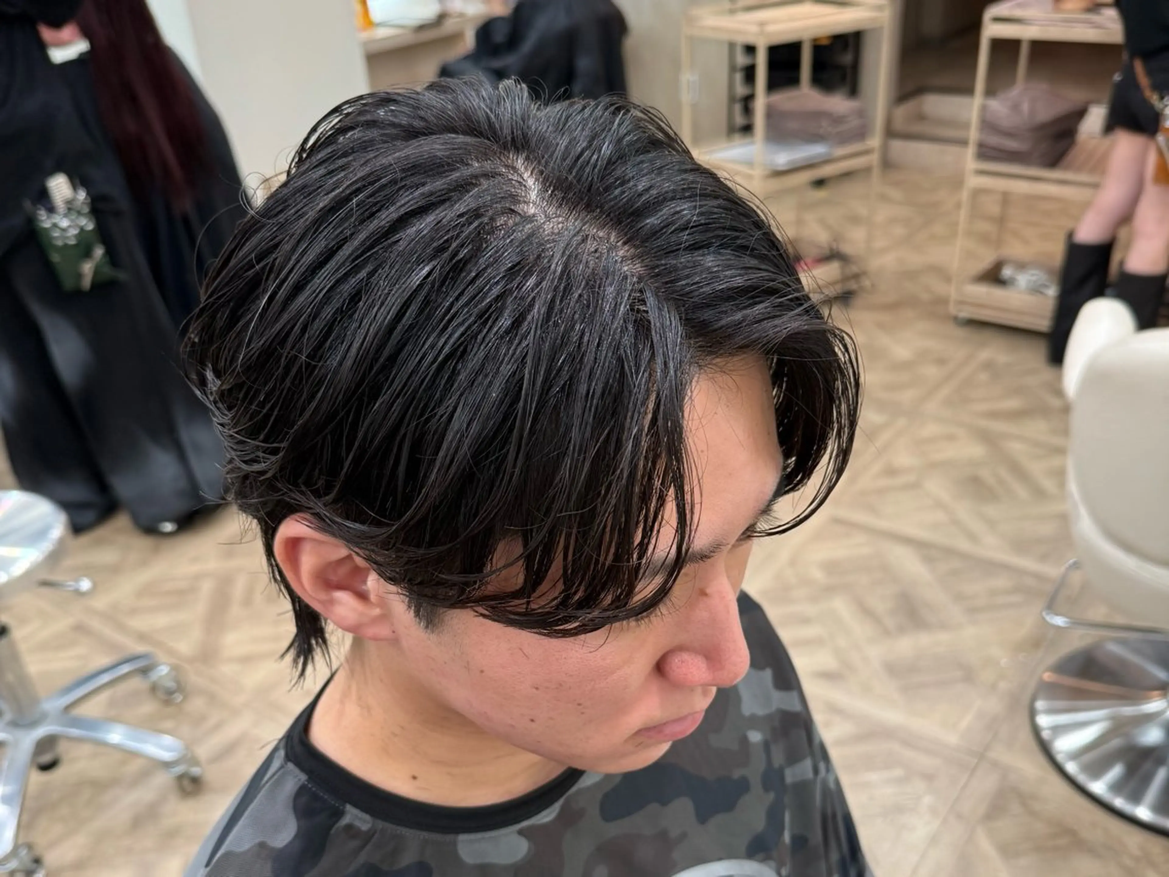 パーマ メンズ メンズウルフカット ウルフカット ニュアンスパーマ 市原亮/名古屋駅/ ツイスパ/波巻きのヘアスタイル