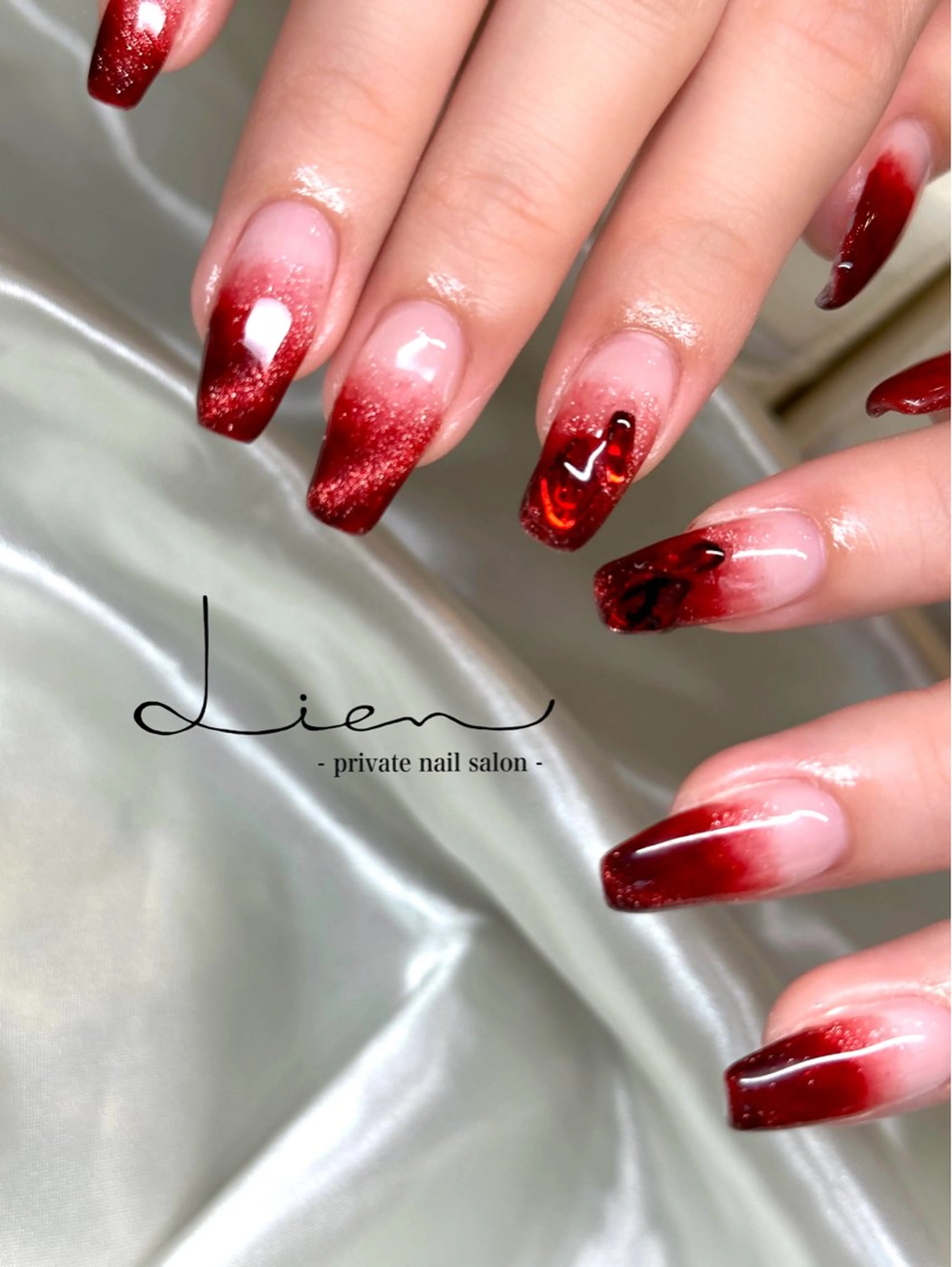 ネイル 韓国ネイル マグネットネイル ワンホンネイル ハンドネイル Lien 【リアン】北堀江のネイルデザイン