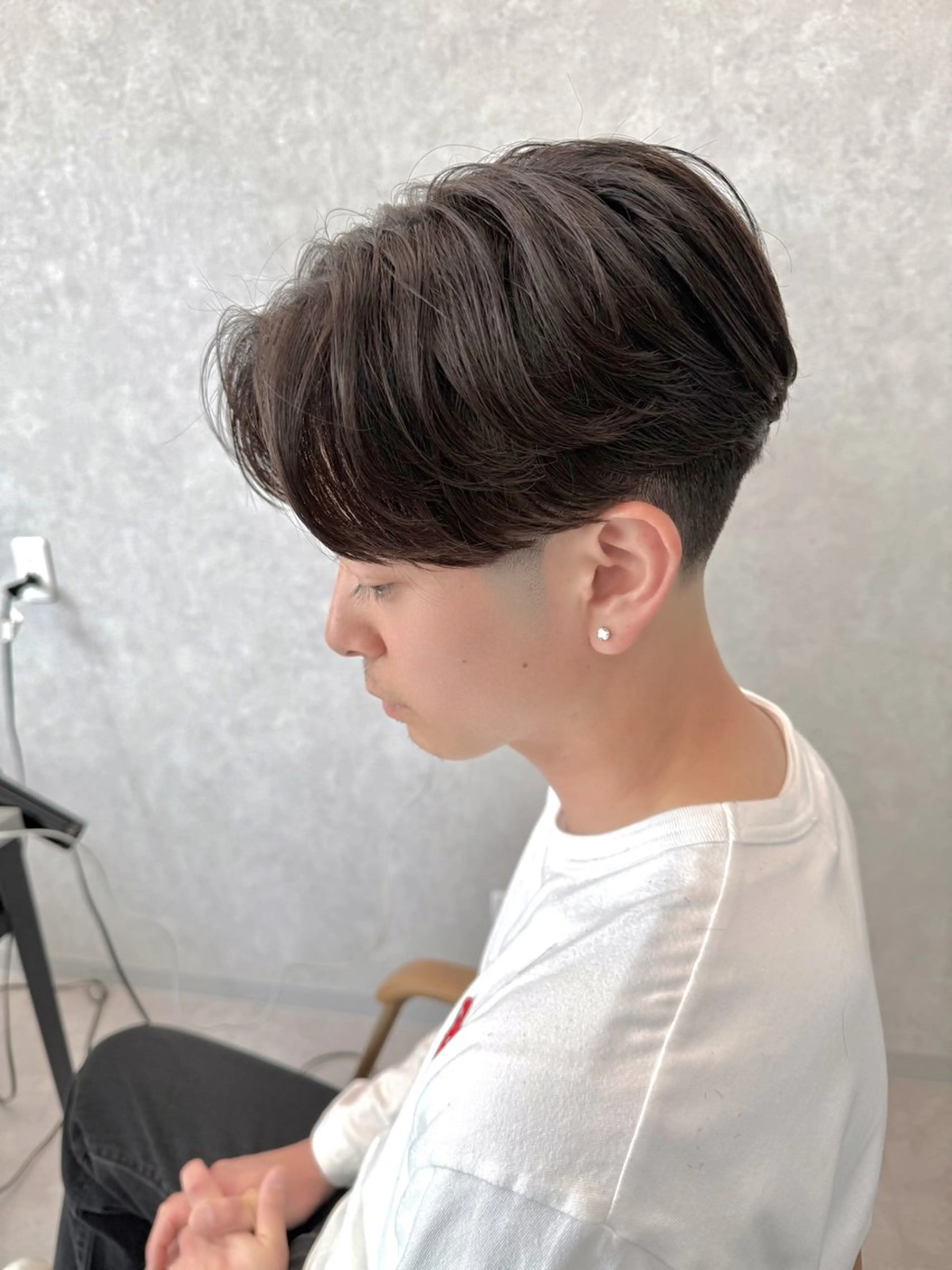 ミディアム メンズ センターパート フェードカット 縮毛矯正 カット 縮毛矯正 メンズパーマ職人/ 天神/tatsukiのヘアスタイル