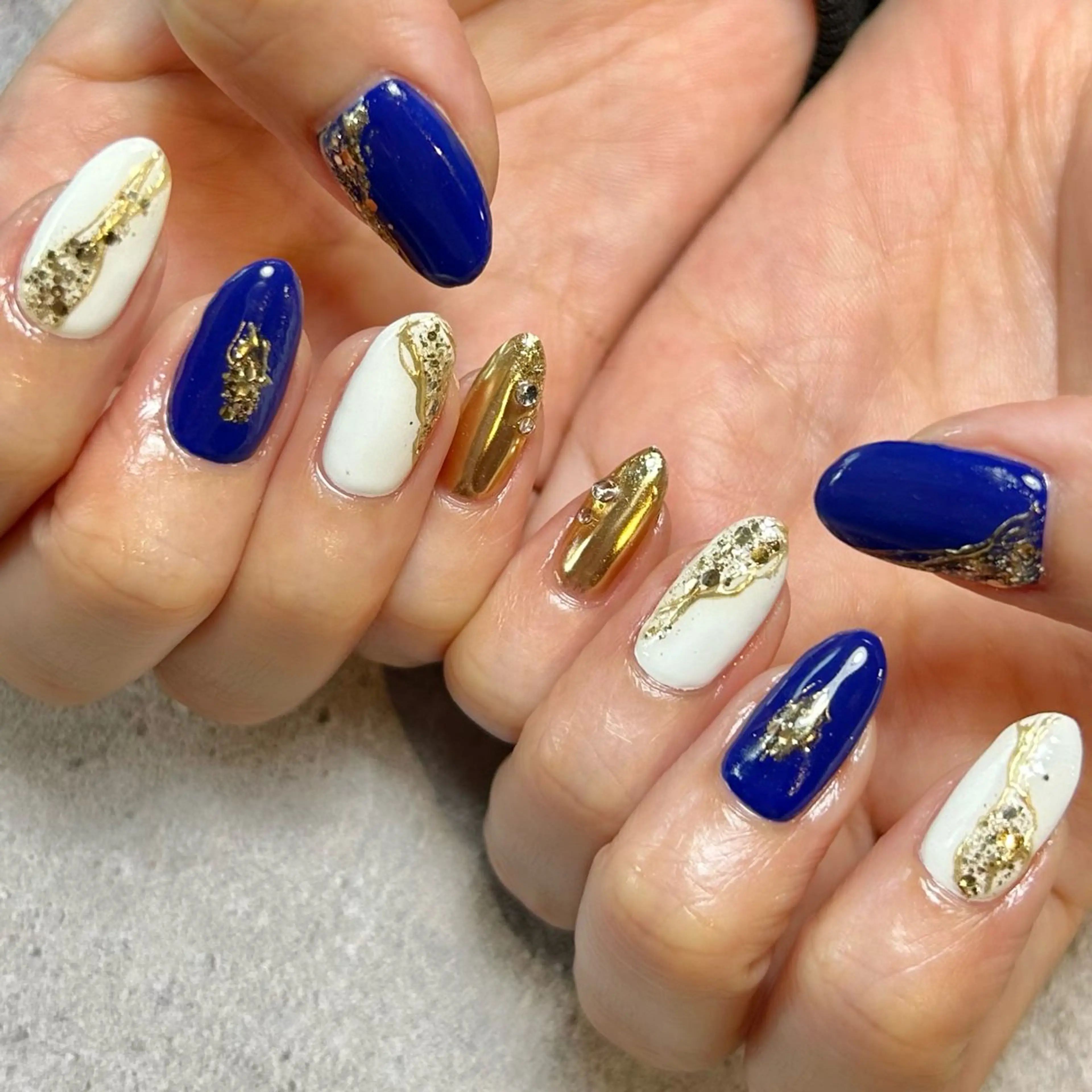 ネイル ブルー 持ち込み ハンドネイル Reflection marikoのネイルデザイン