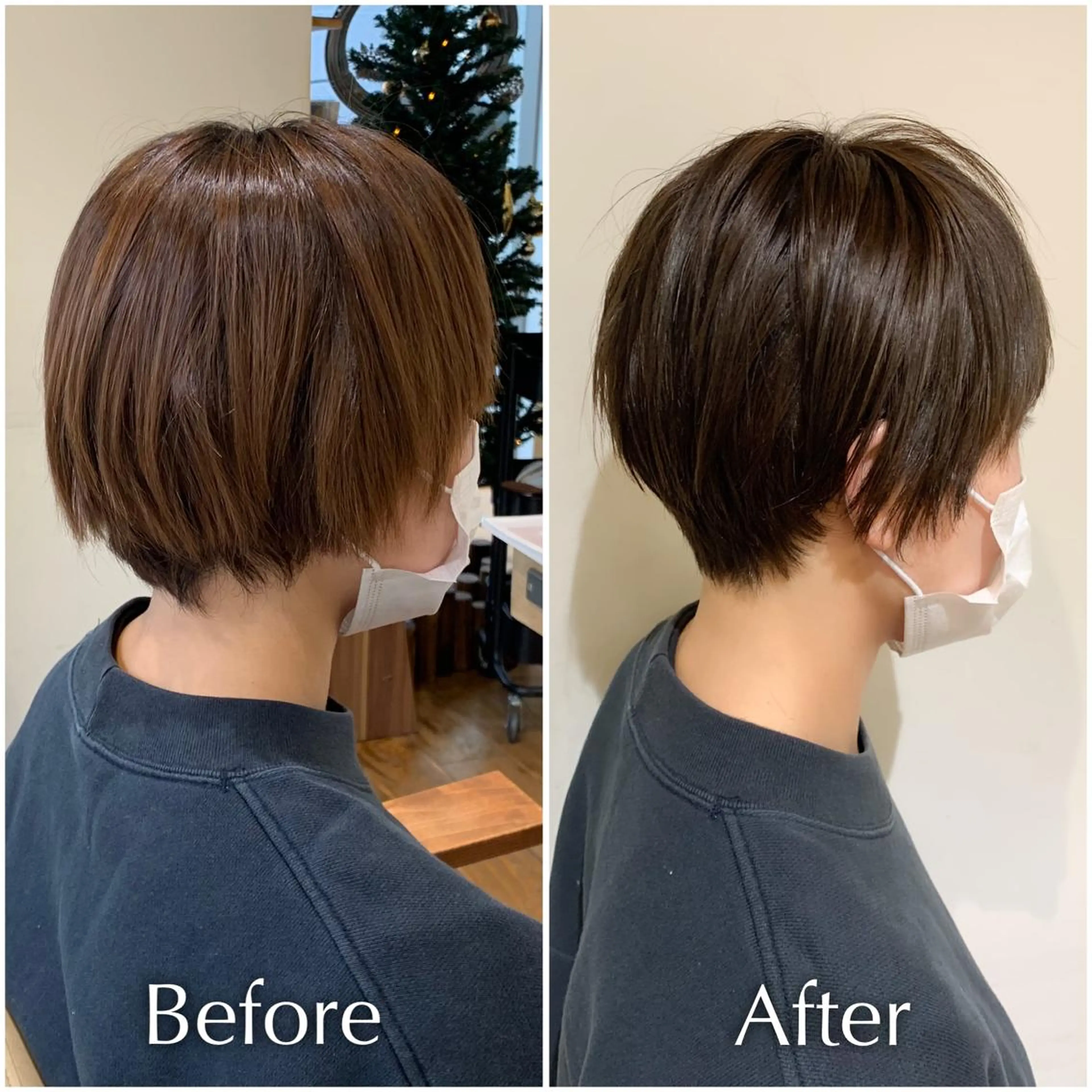 ショート カラー くびれヘア ショートヘア カット ヘアカラー トリートメント 森本 裕太 / ボブのヘアスタイル