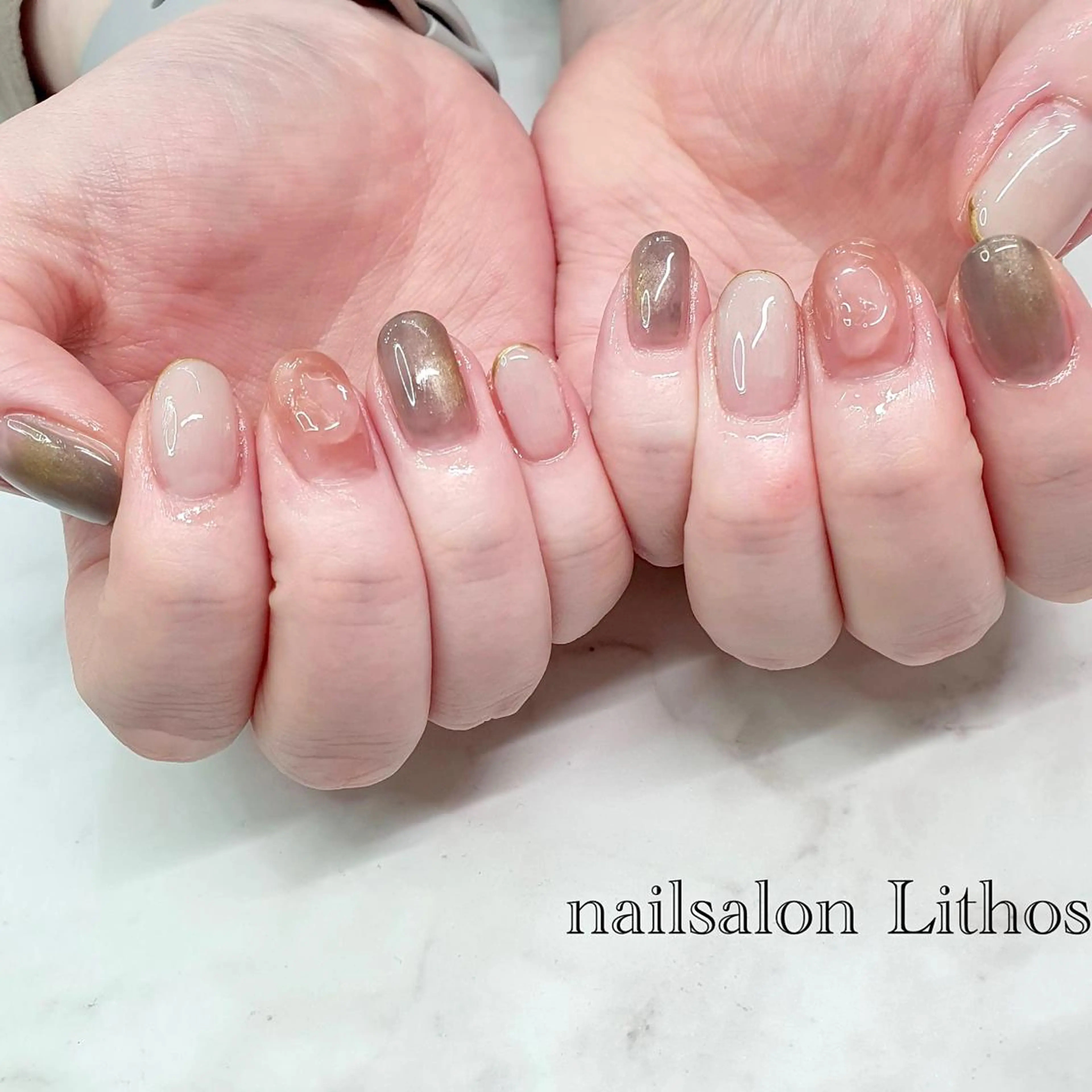 ネイル ぷっくりネイル ハンドネイル nailsalon Lithos所属・nailsalon Recontreのネイルデザイン