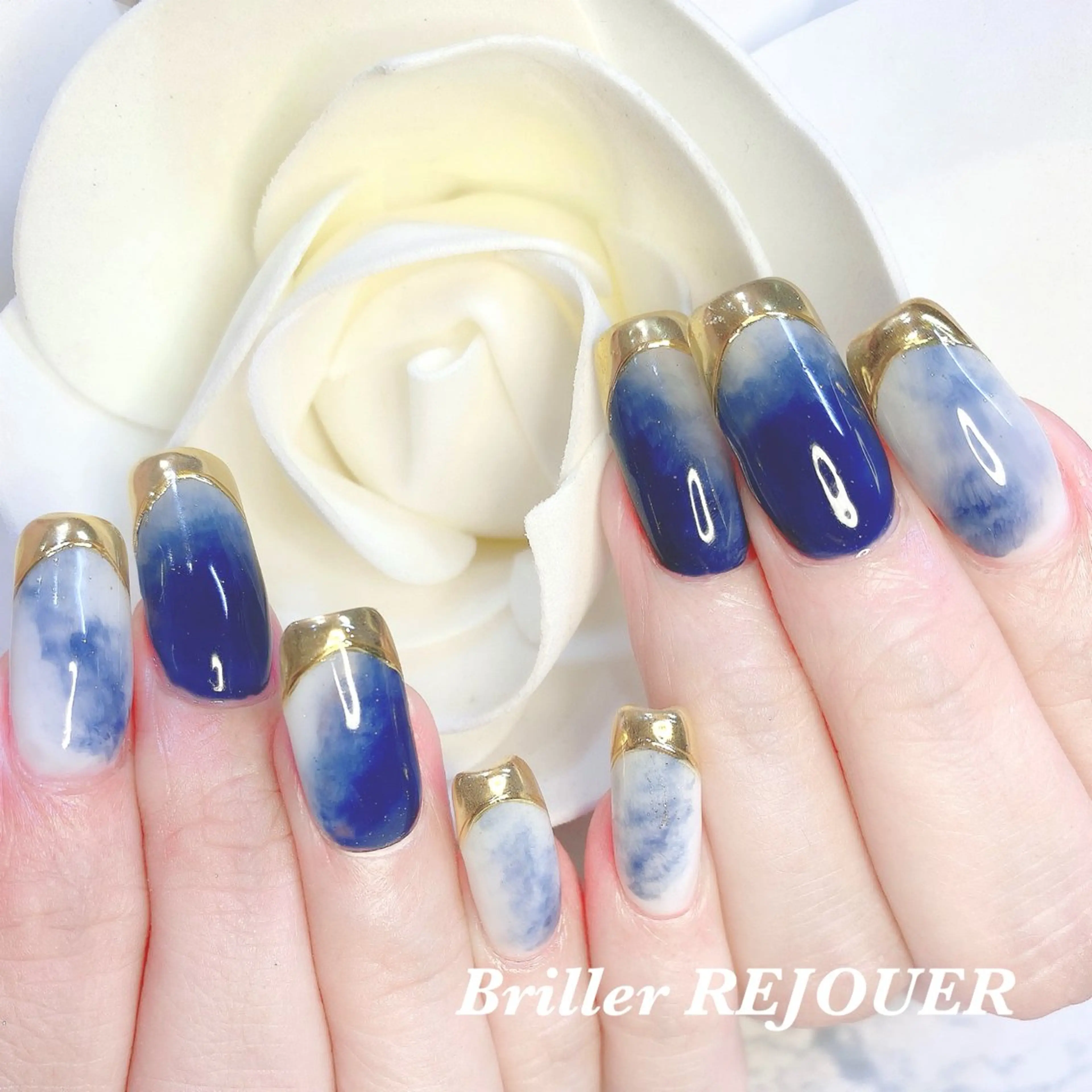 ネイル フレンチネイル ジェルネイル ミラーネイル ニュアンスネイル スカルプネイル ハンドネイル ネイルサロン&ネイルスクール Briller-REJOUER 【ブリエ・レジュール】所属・Briller Rieのネイルデザイン