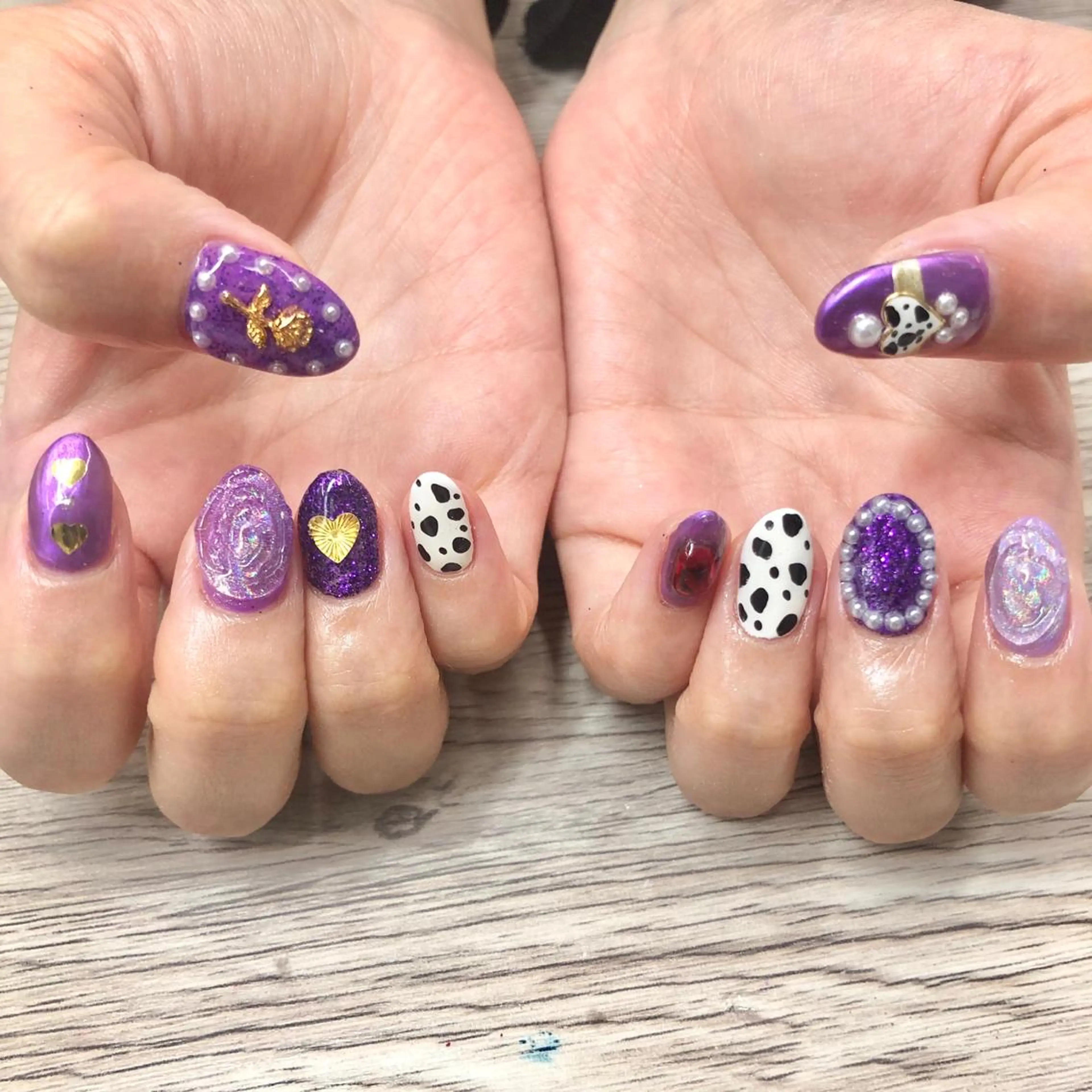 ネイル キラキラネイル パープル 🎀AYAKO 🎀中韓ネイルのネイルデザイン