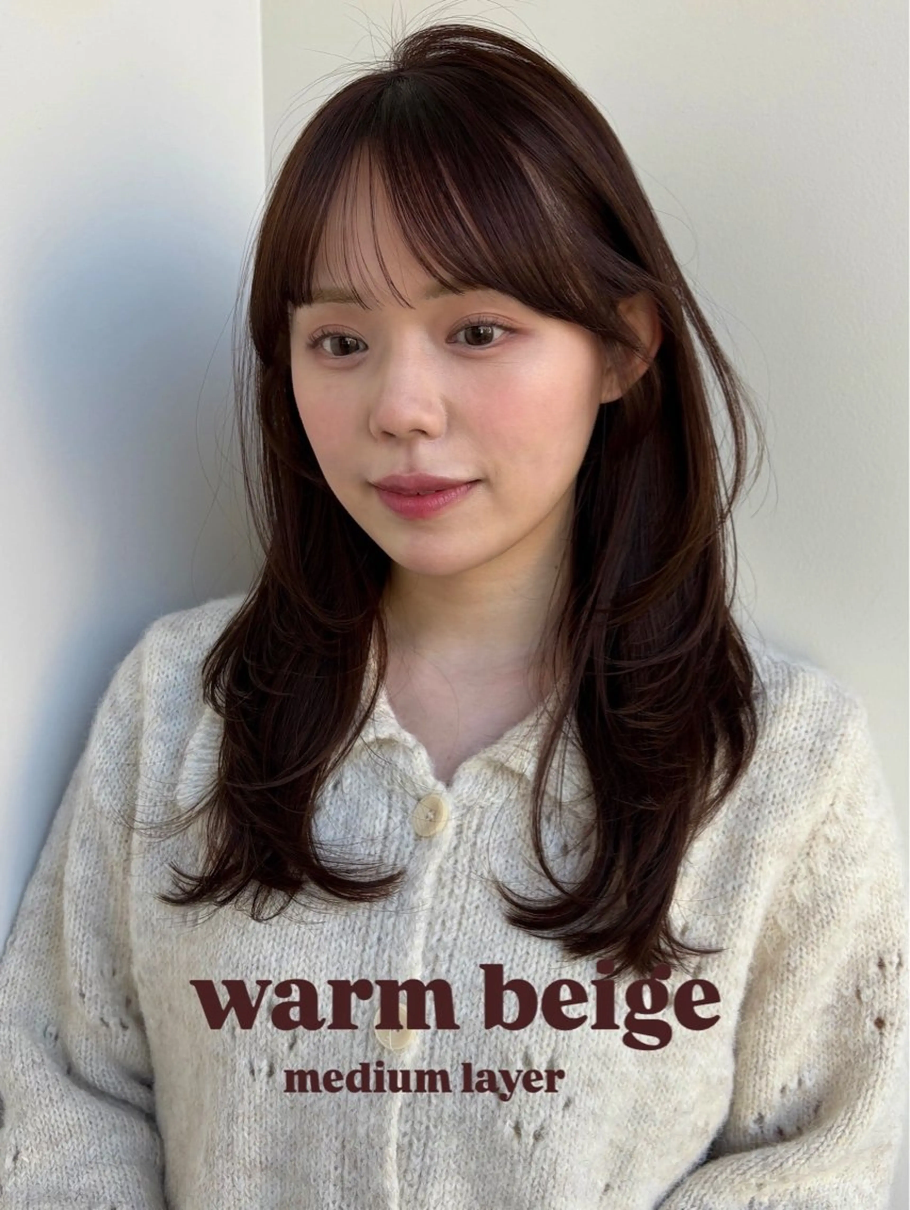 ミディアム カット ヘアカラー トリートメント 似合わせ/透明感 /レイヤー/りほ🤍のヘアスタイル