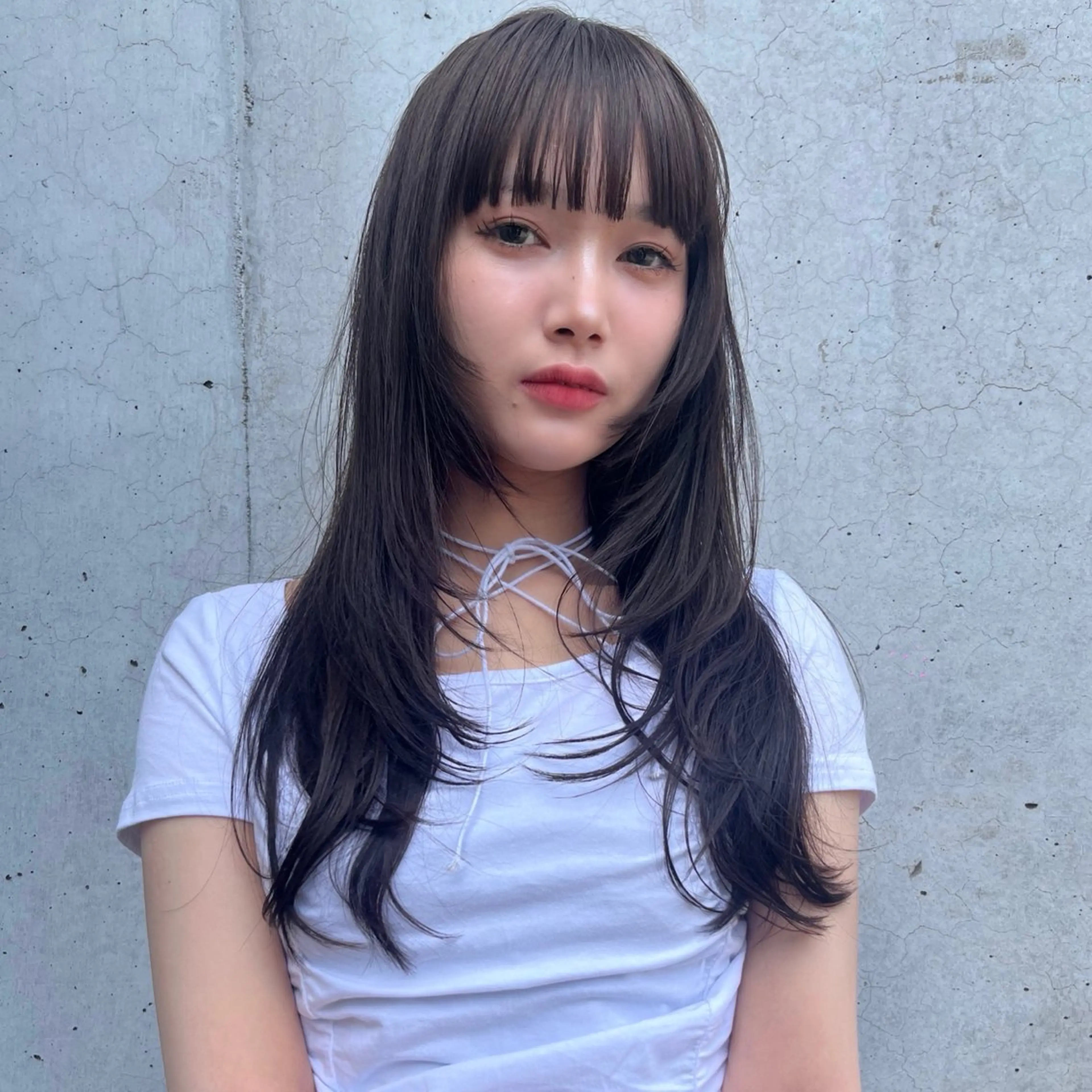 ロング anna 韓国レイヤ ー/ ハッシュカットのヘアスタイル