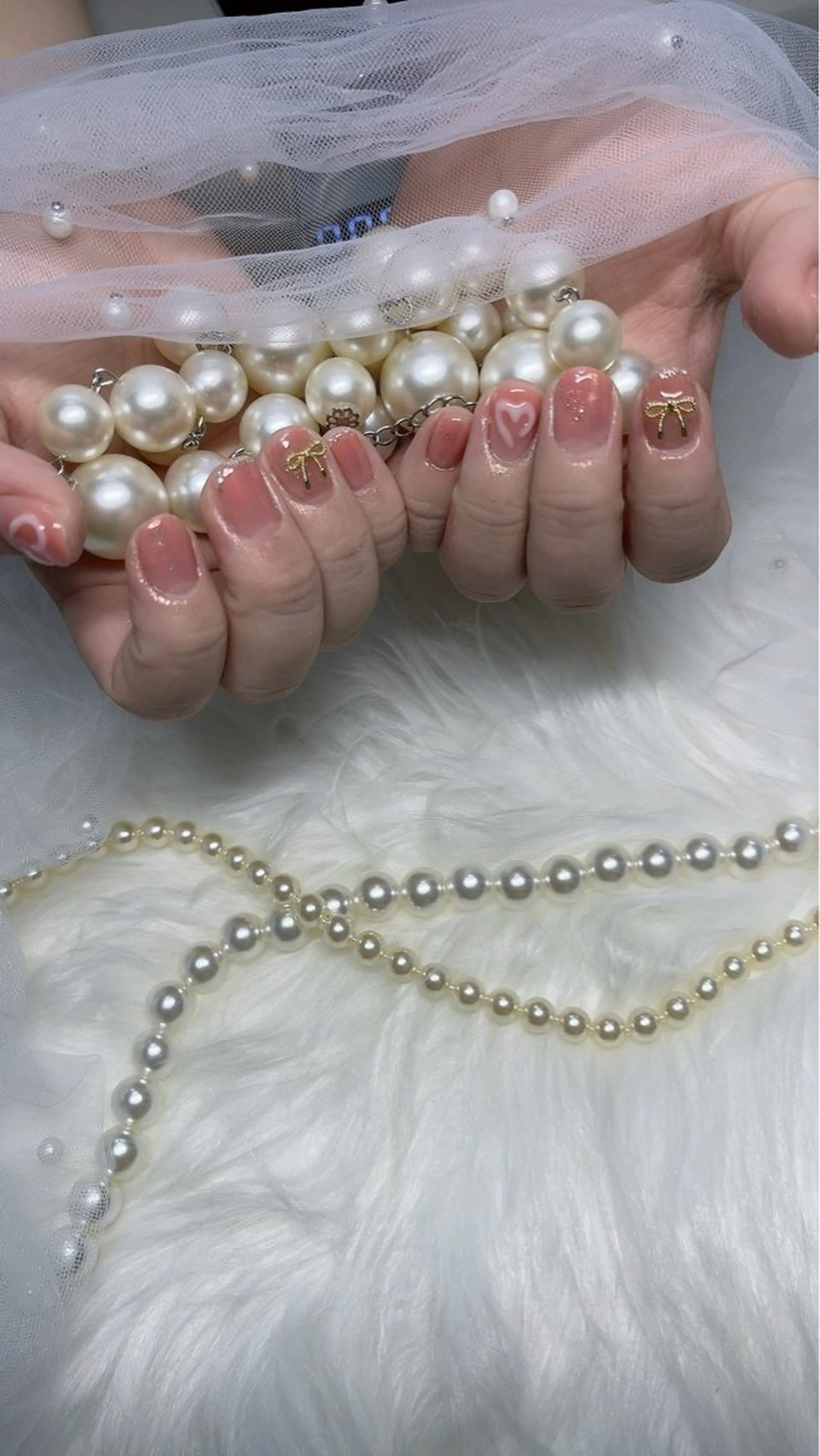 ネイル フレンチネイル ハート リボン my nail plus野江内代のネイルデザイン