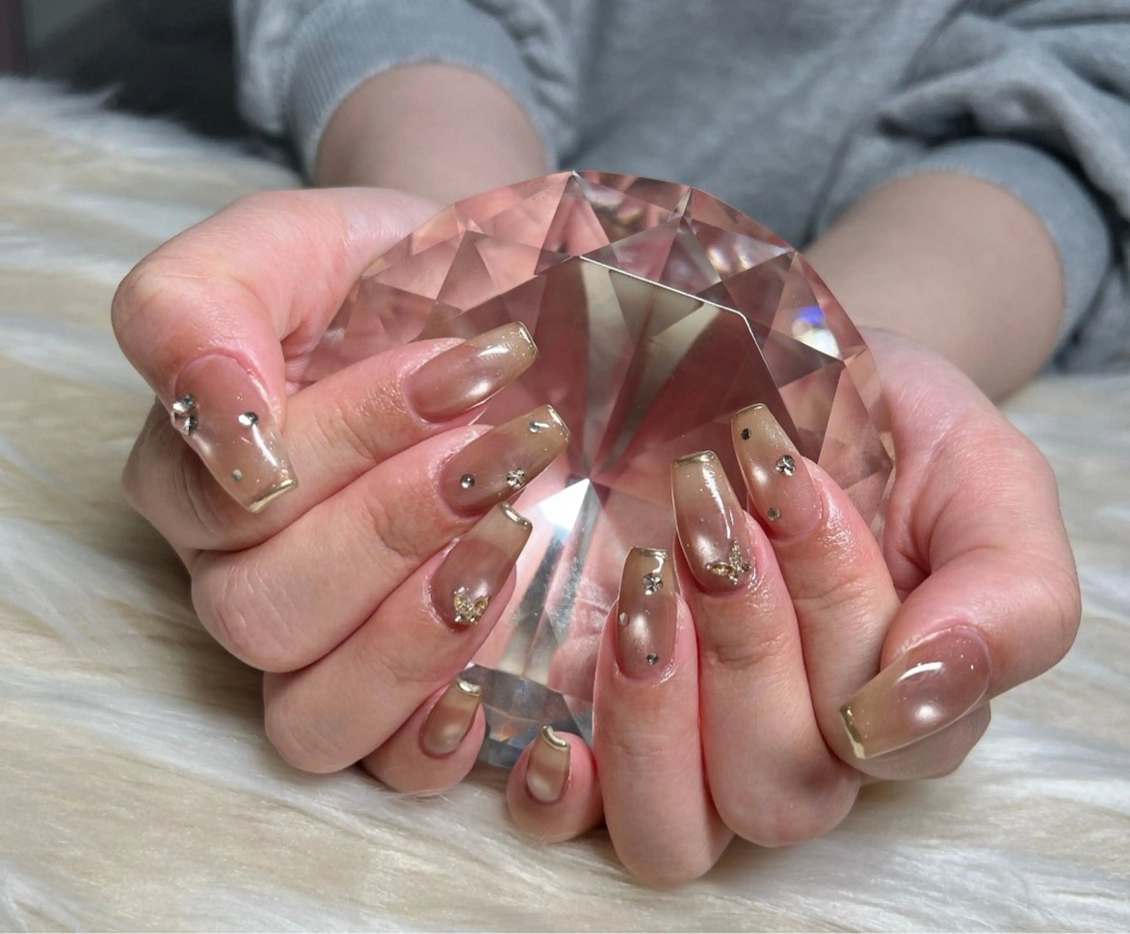 ネイル 長さ出し フレンチネイル ジェルネイル グラデーション 韓国ネイル ハンドネイル Nail&eye Belire 新宿のネイルデザイン