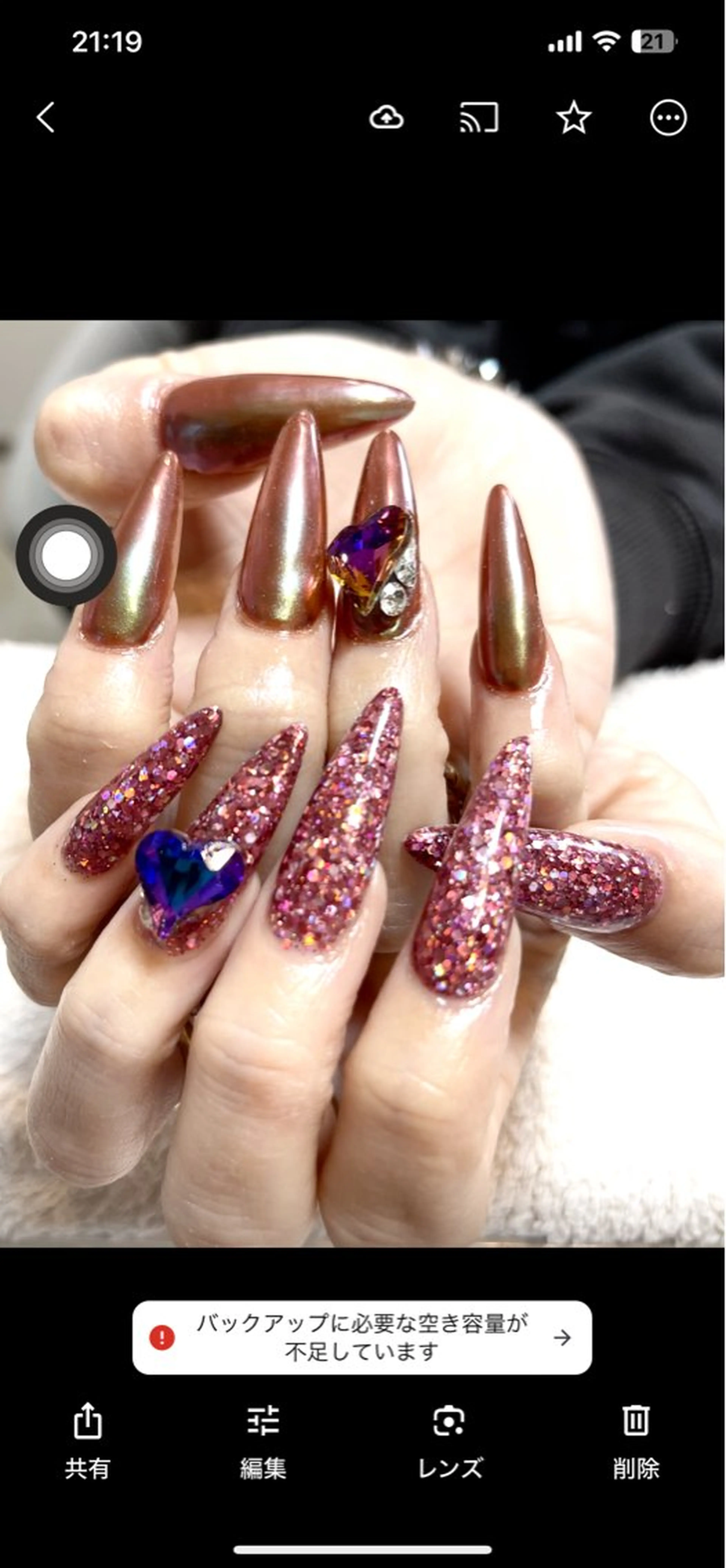 ネイル ハート ロングネイル ミラーネイル スカルプネイル おうちサロン by maururuのネイルデザイン