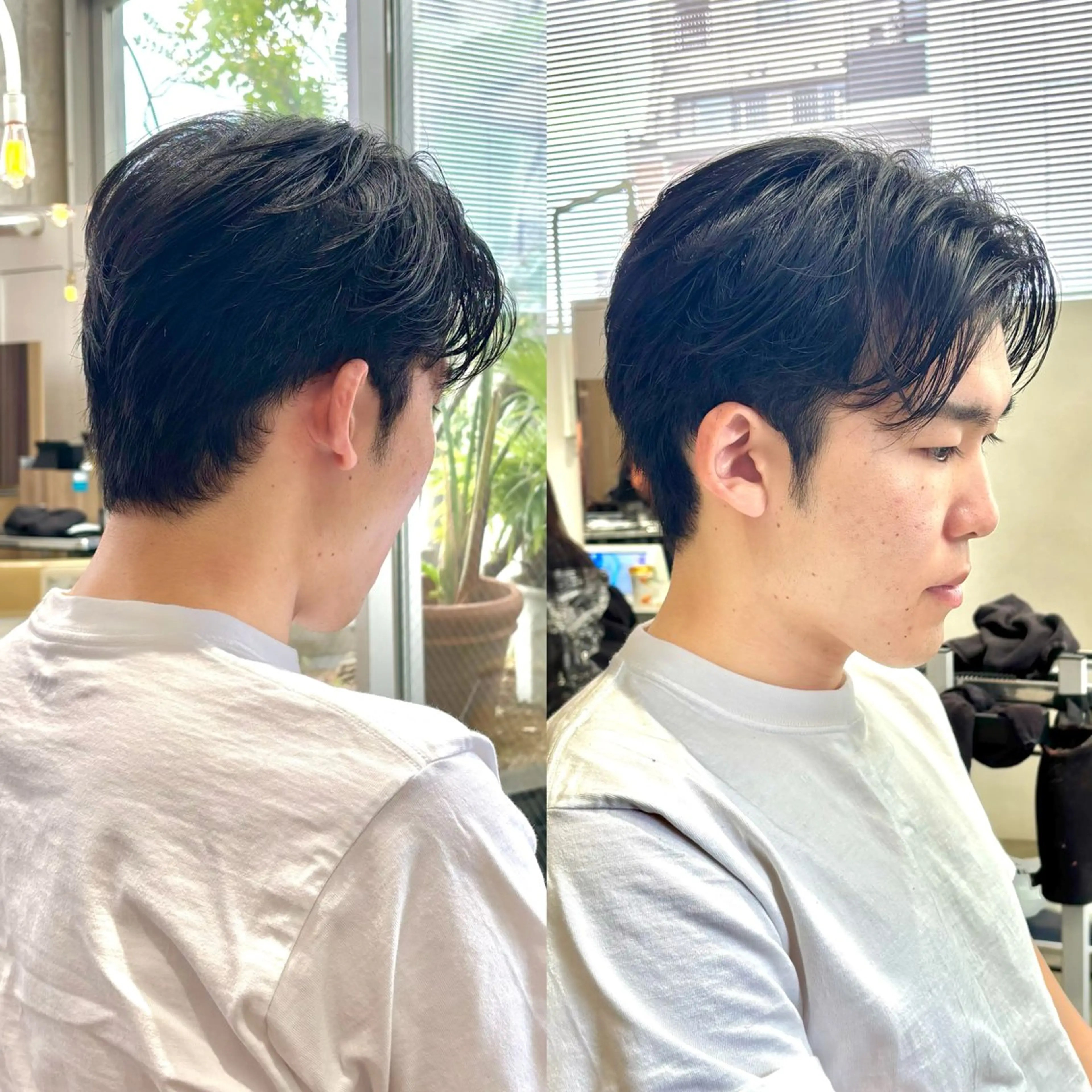 メンズ センターパート メンズ韓国風 メンズパーマ カット ヘッドスパ egerie prime 井向幹滉のヘアスタイル